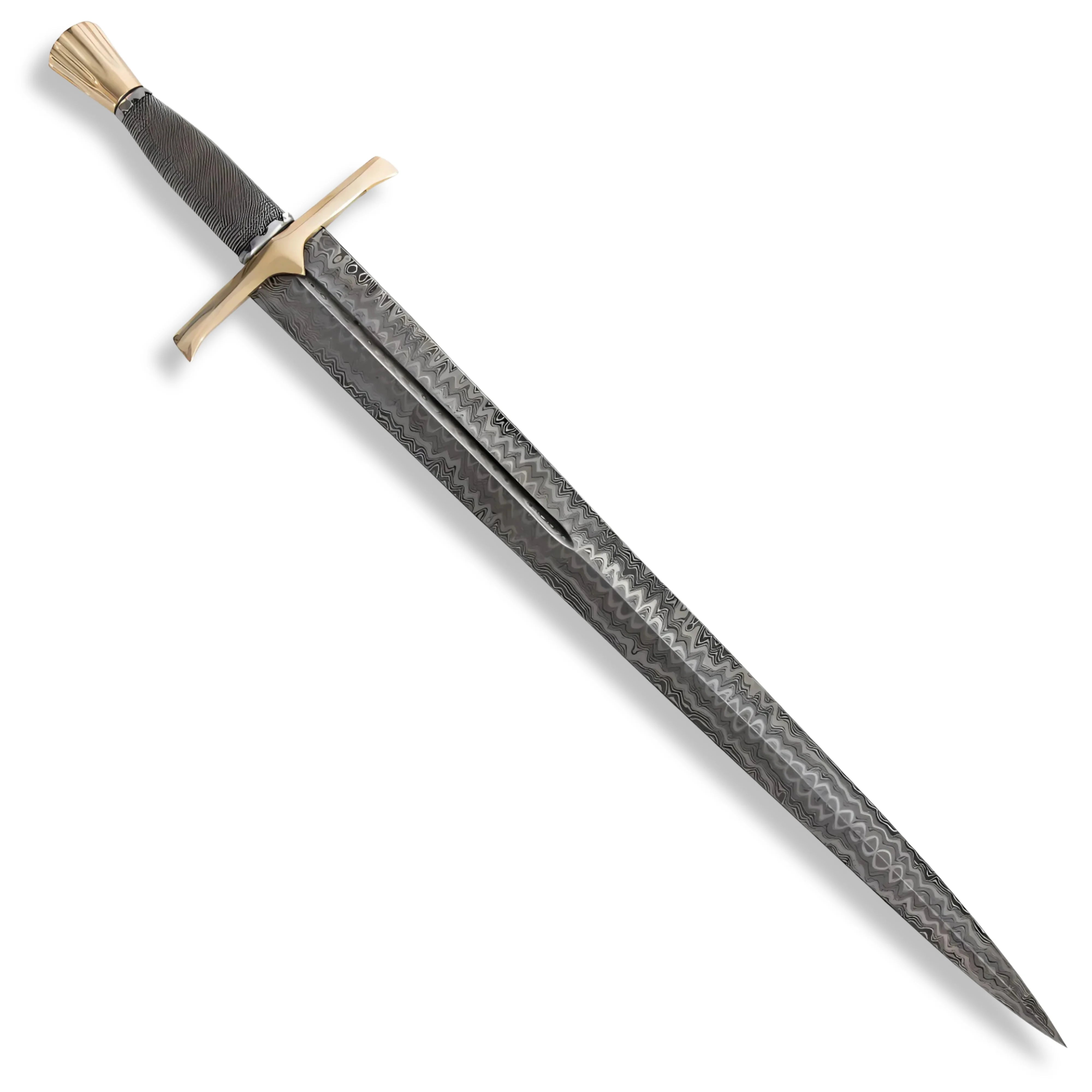 Premium Legends In Steel Medieval Wire Wrapped Damascus Sword with damascus steel.