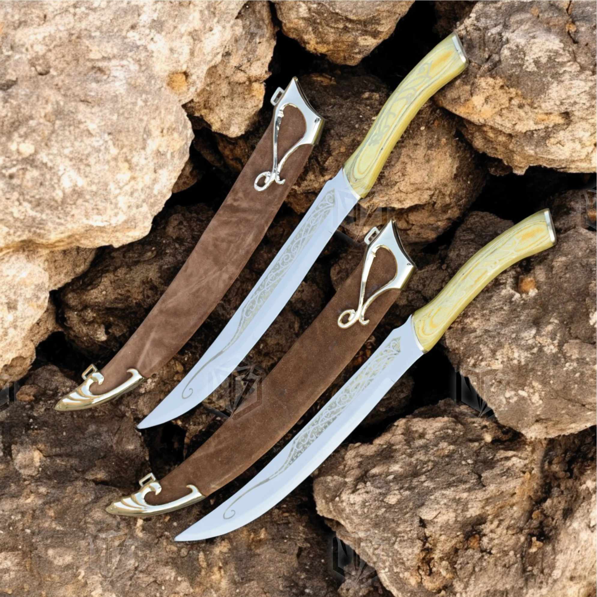 Premium Legolas Elven Twin Blades Replica LOTR with Ebony Plaque