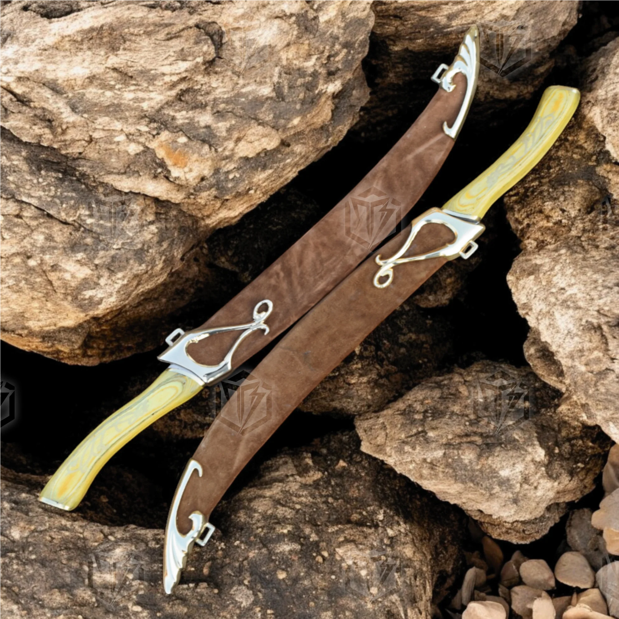 Premium Legolas Elven Twin Blades Replica LOTR with Ebony Plaque