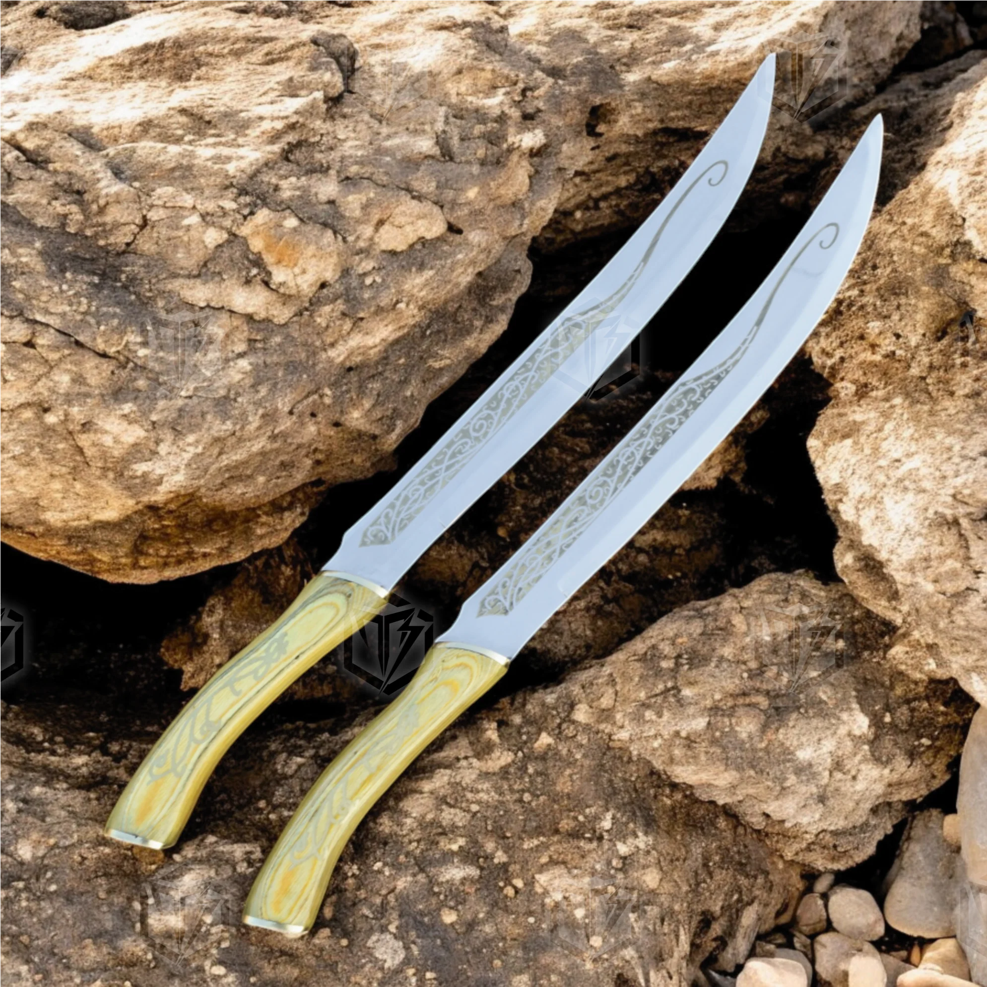 Premium Legolas Elven Twin Blades Replica LOTR with Ebony Plaque