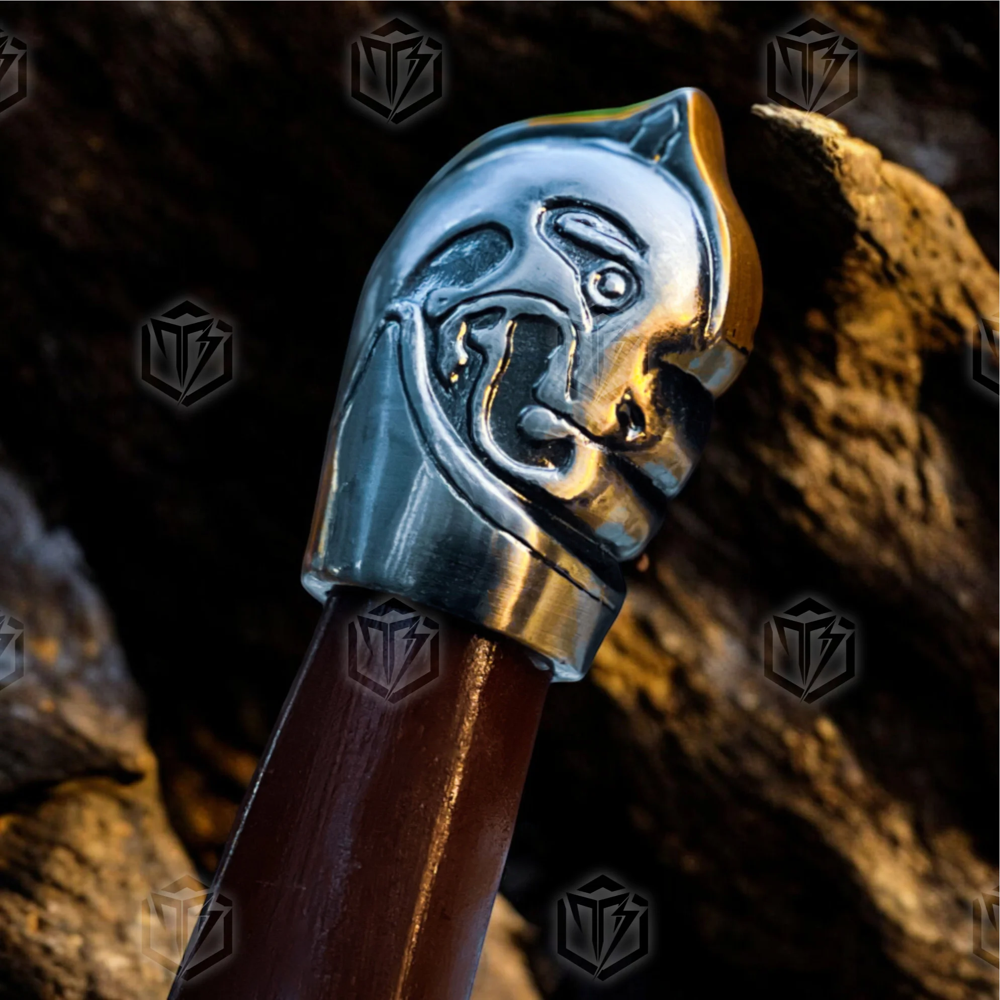 Premium Leviathan Axe Kratos Replica God of War with Walnut Stand
