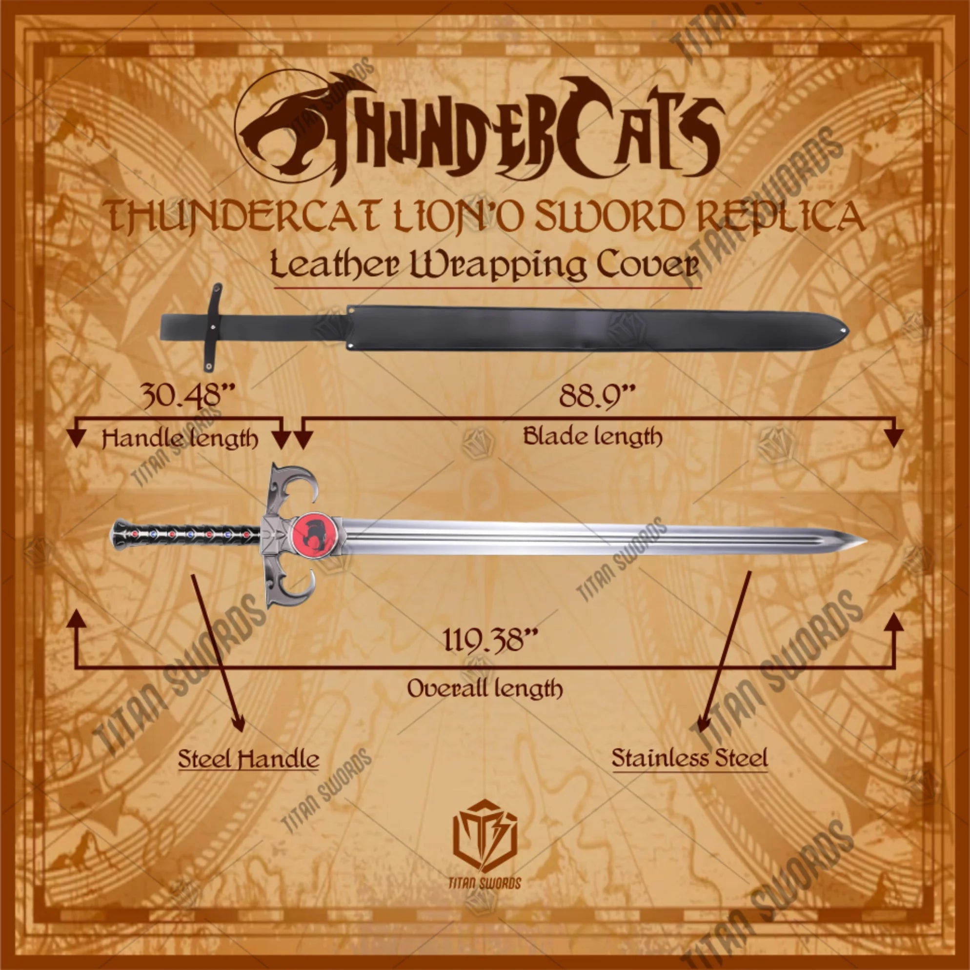 Premium Lion-O Sword of Omens ThunderCats Replica with stainless steel blade.