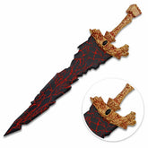 Dragon Lava Fantasy Sword FS-356 – front-facing display view with inset showing upper blade and hilt detail