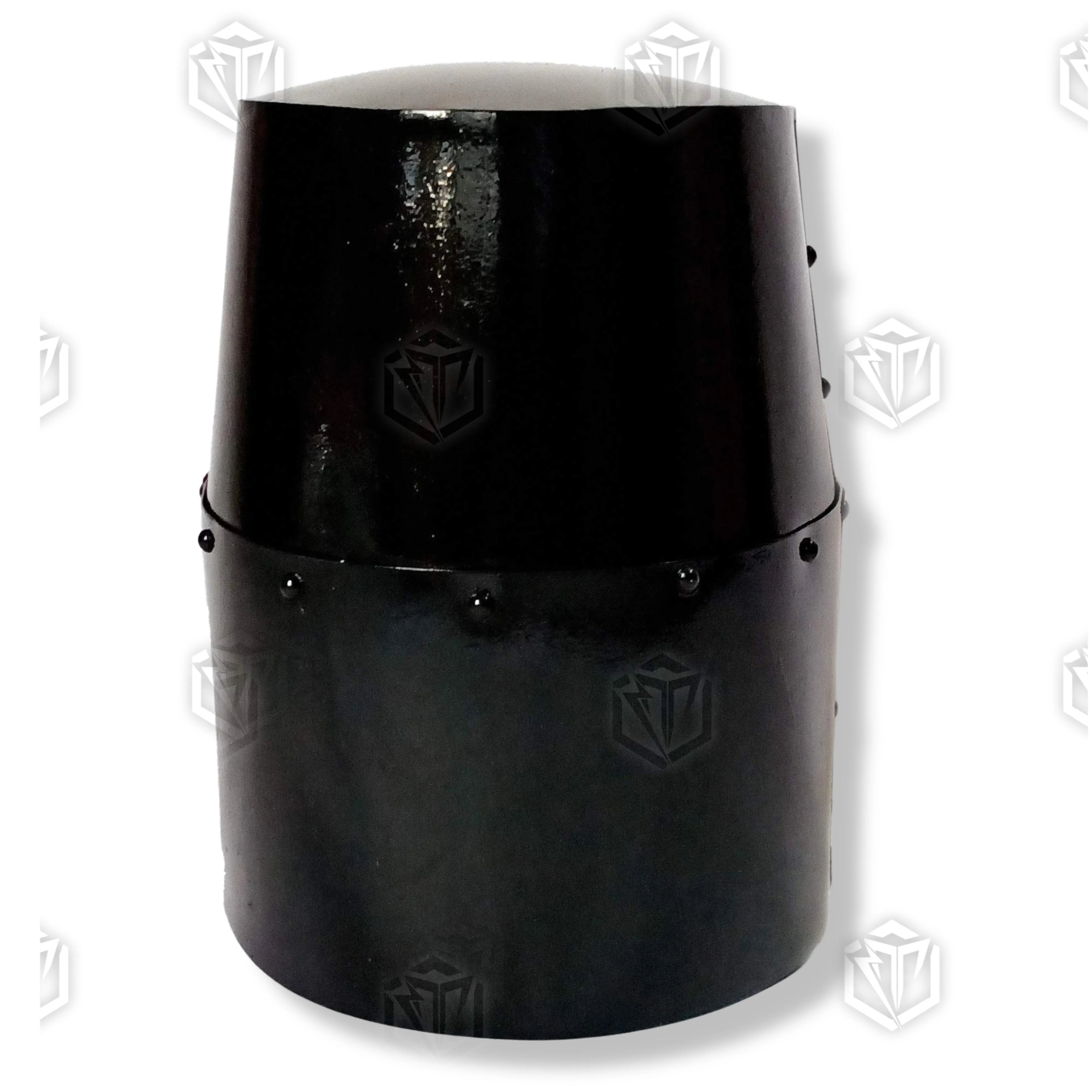 Premium Medieval Knight Templar Black Crusader Helmet Replica with high-carbon stainless steel.