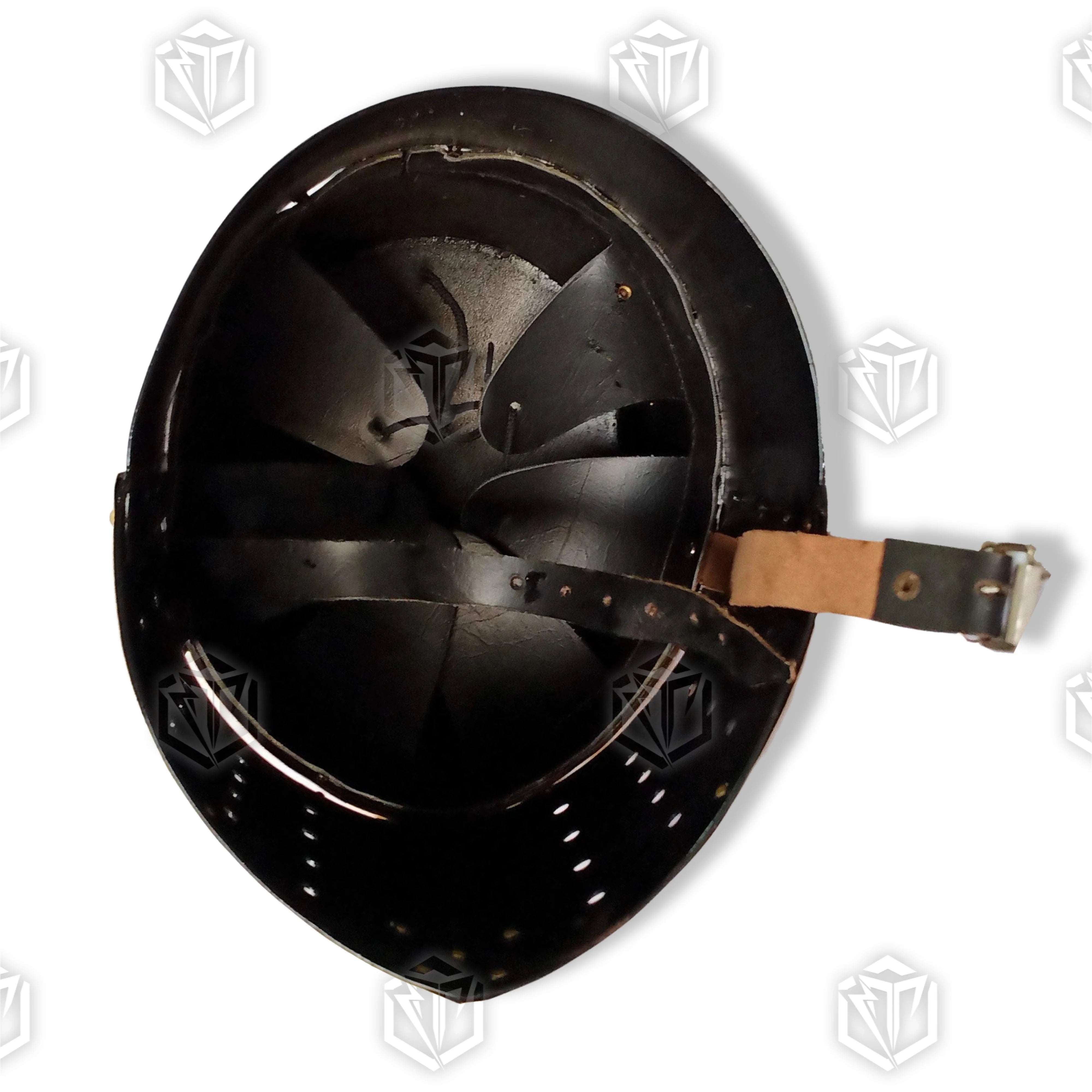 Premium Medieval Knight Templar Black Crusader Helmet Replica with high-carbon stainless steel.