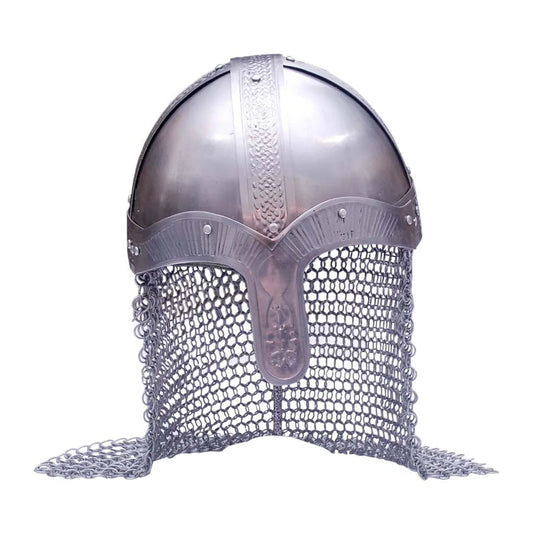 Medieval warrior helmet displayed as historical armor tribute