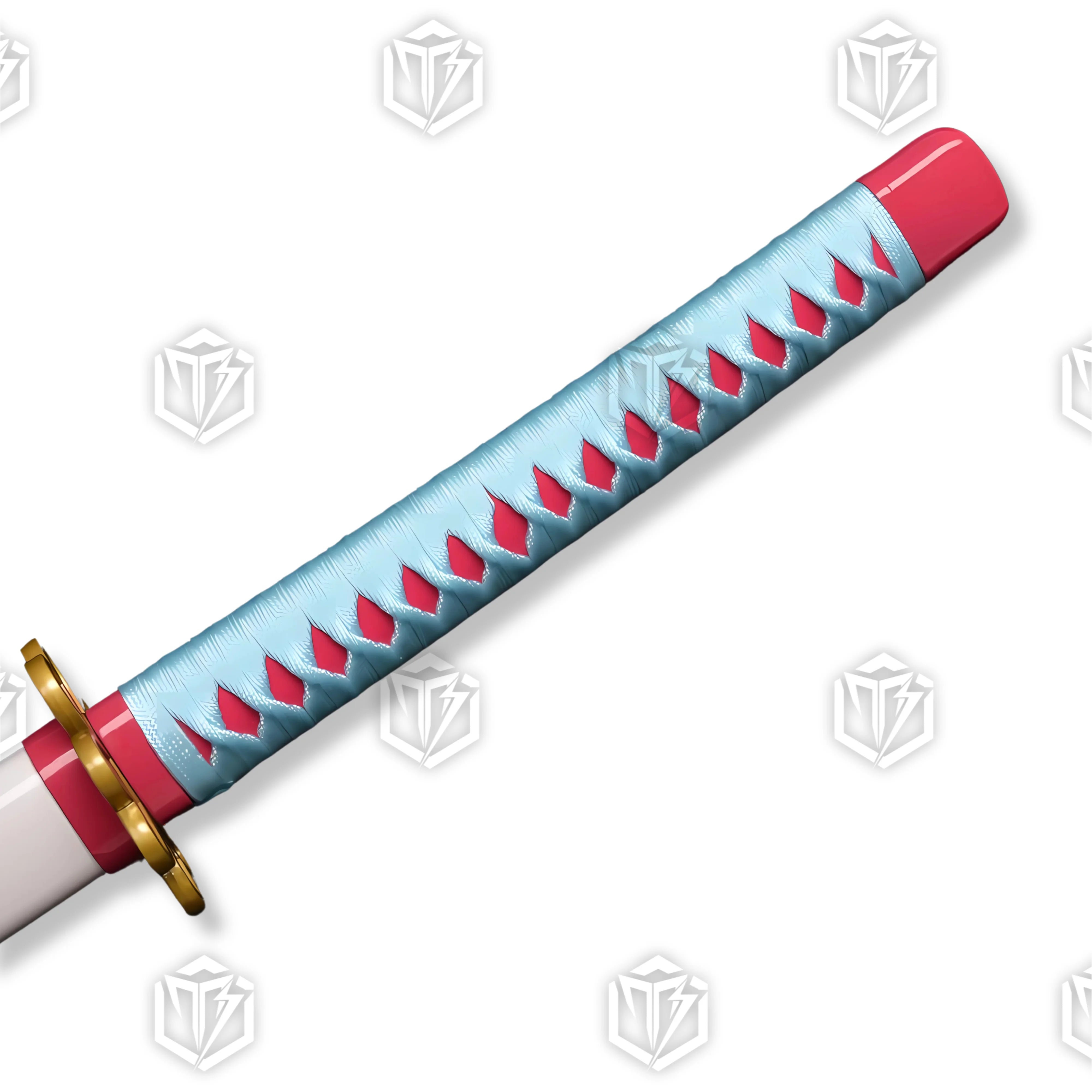 Premium Mitsuri Kanroji Nichirin Demon Slayer Sword Replica with pink flame pattern.