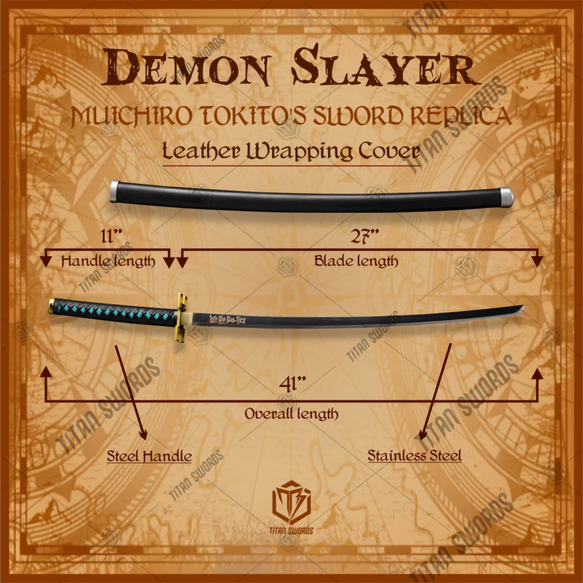 Premium Muichiro Tokito Nichirin Demon Slayer Sword Replica with mist pattern blade.