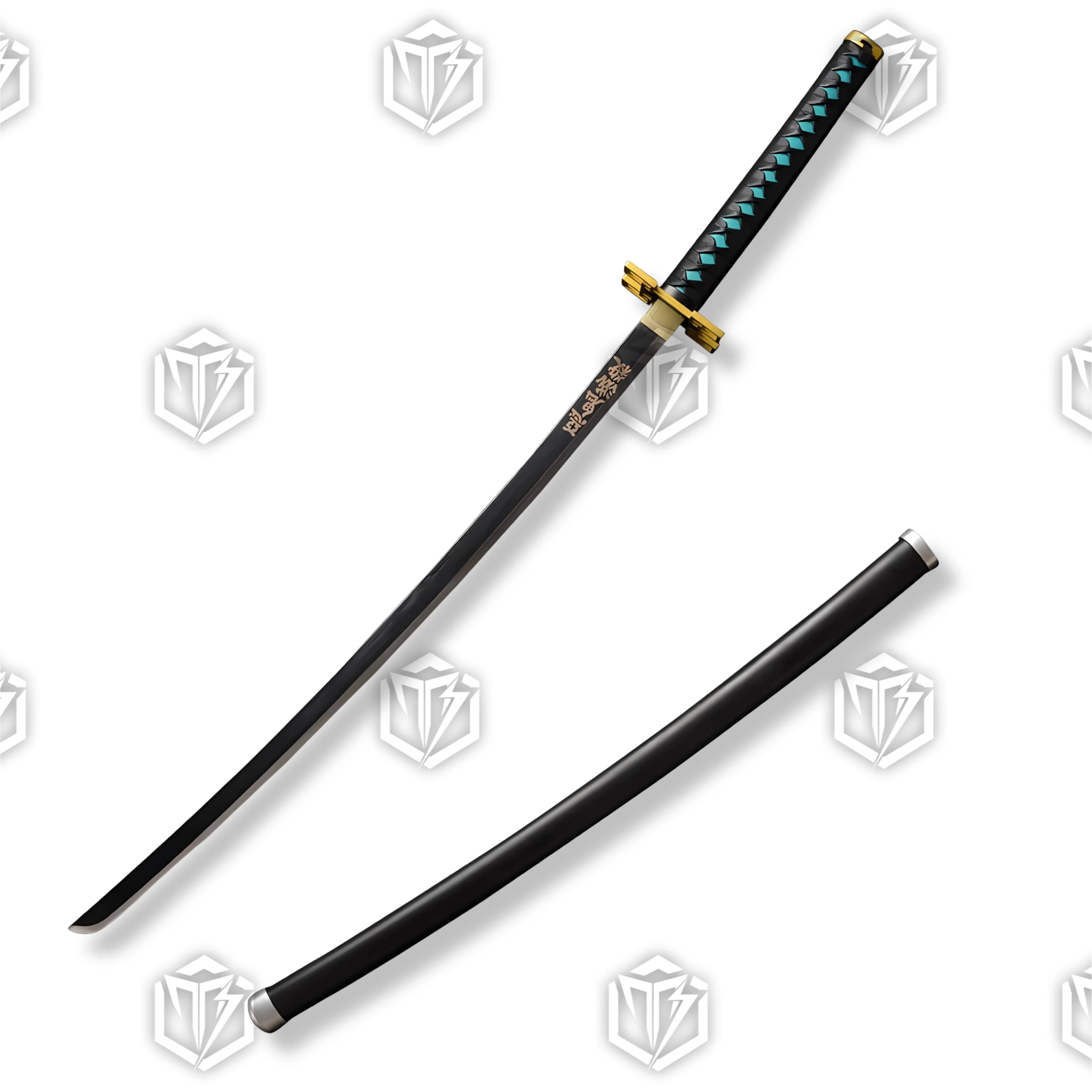 Premium Muichiro Tokito Nichirin Demon Slayer Sword Replica with mist pattern blade.