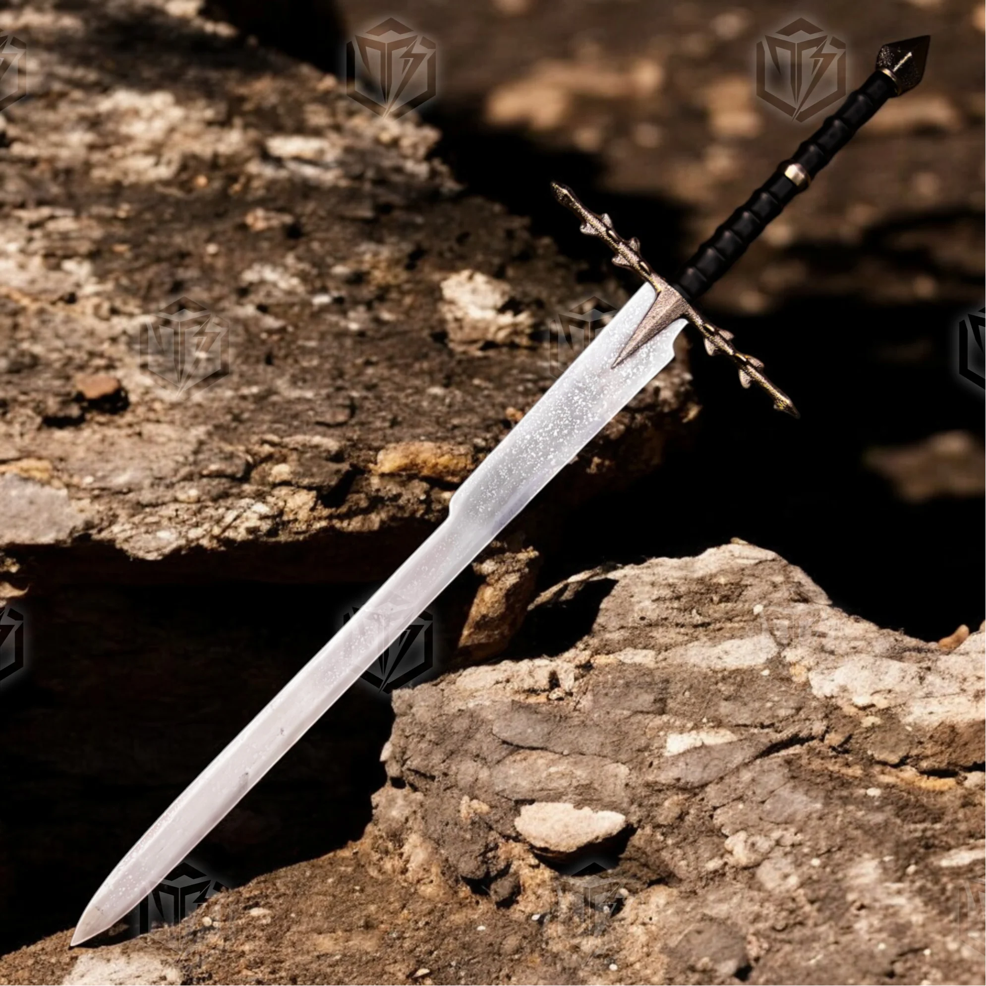 Premium Nazgul Shadow of Mordor Sword Replica LOTR with Ebony Stand