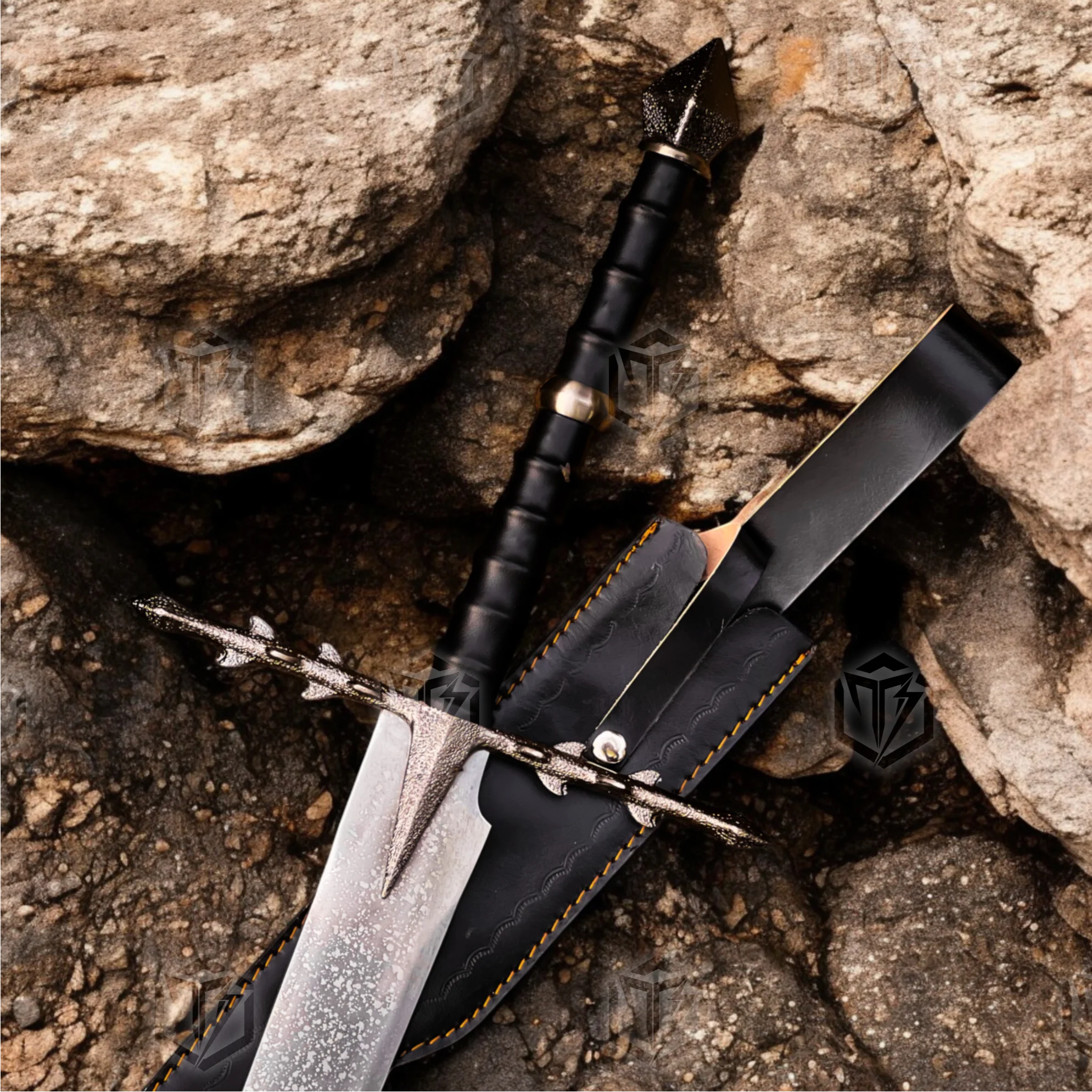 Premium Nazgul Shadow of Mordor Sword Replica LOTR with Ebony Stand