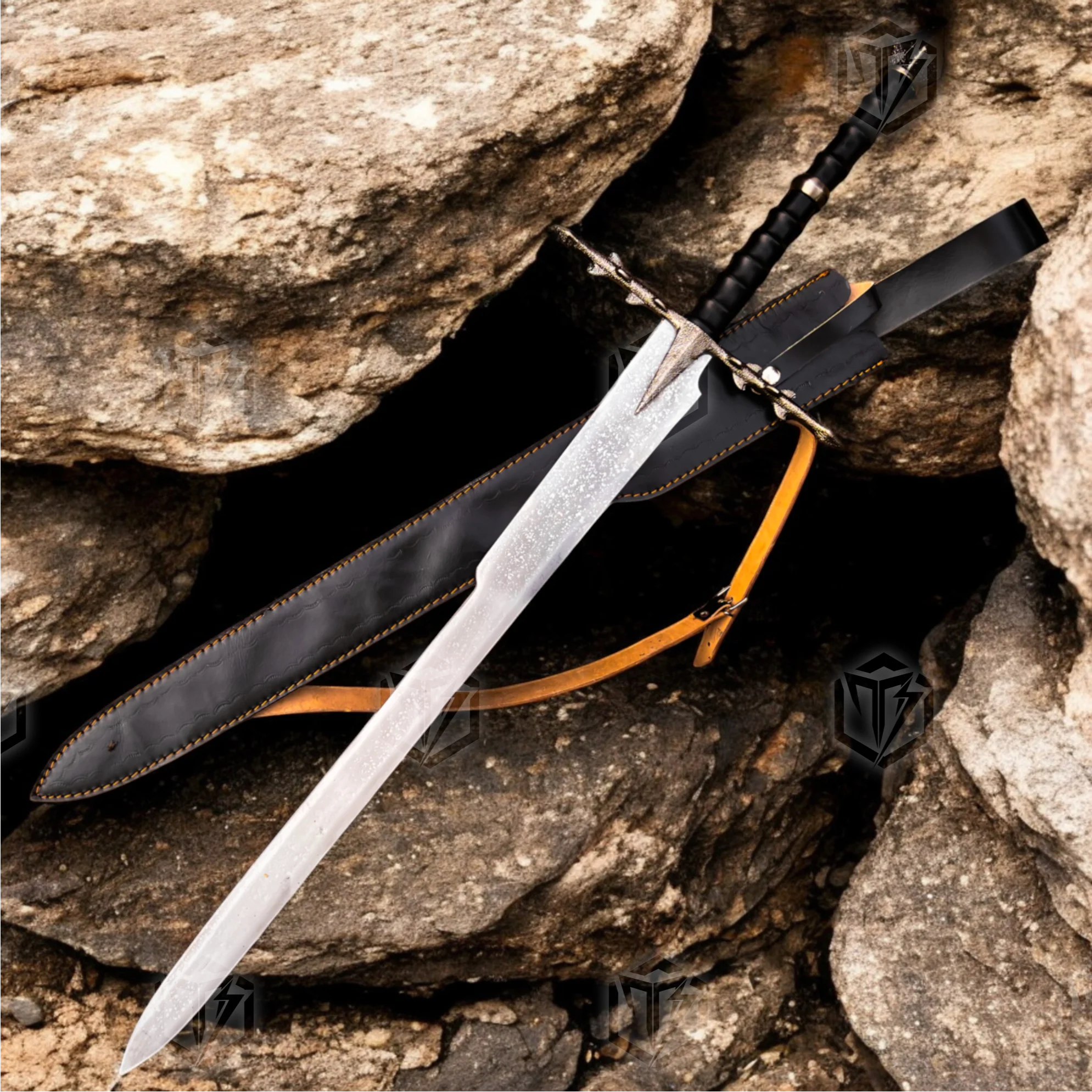 Premium Nazgul Shadow of Mordor Sword Replica LOTR with Ebony Stand