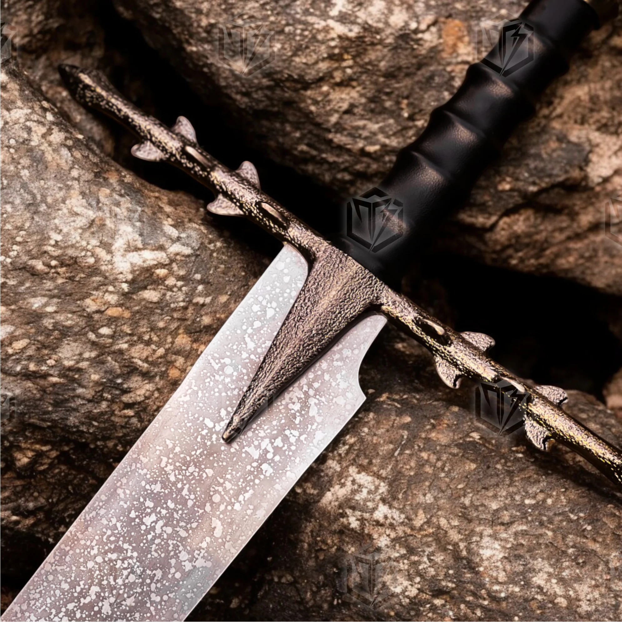 Premium Nazgul Shadow of Mordor Sword Replica LOTR with Ebony Stand