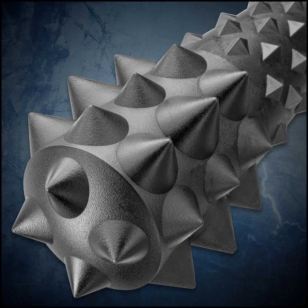 Night Watchman Solid Mace spiked head closeup – dark fantasy medieval mace display collectible