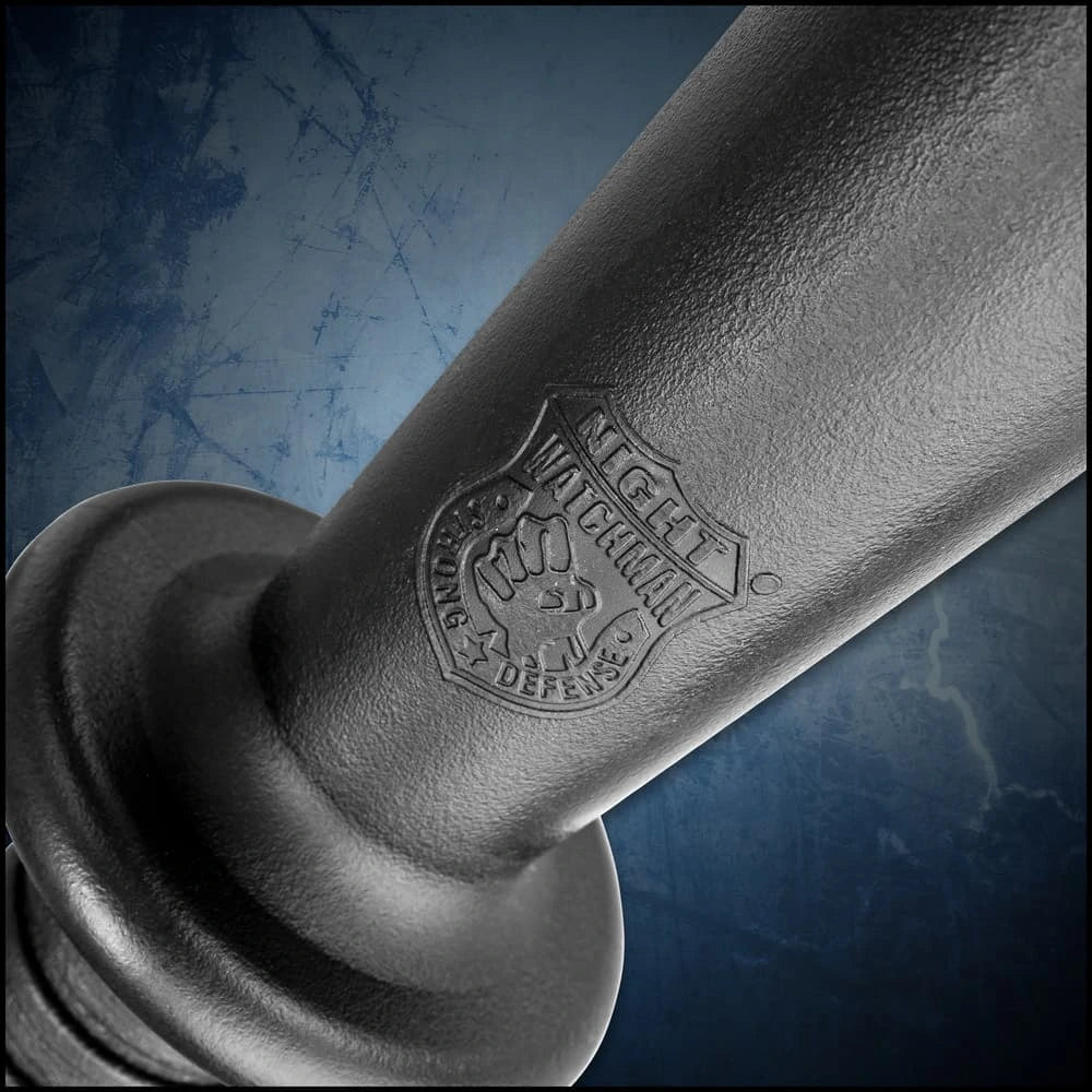 Night Watchman Solid Mace handle emblem closeup – Night Watchman branded display collectible