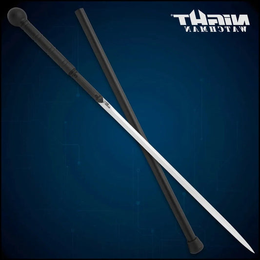 Night Watchman stealth sword cane with 22.75-inch carbon blade and textured handle for mobility