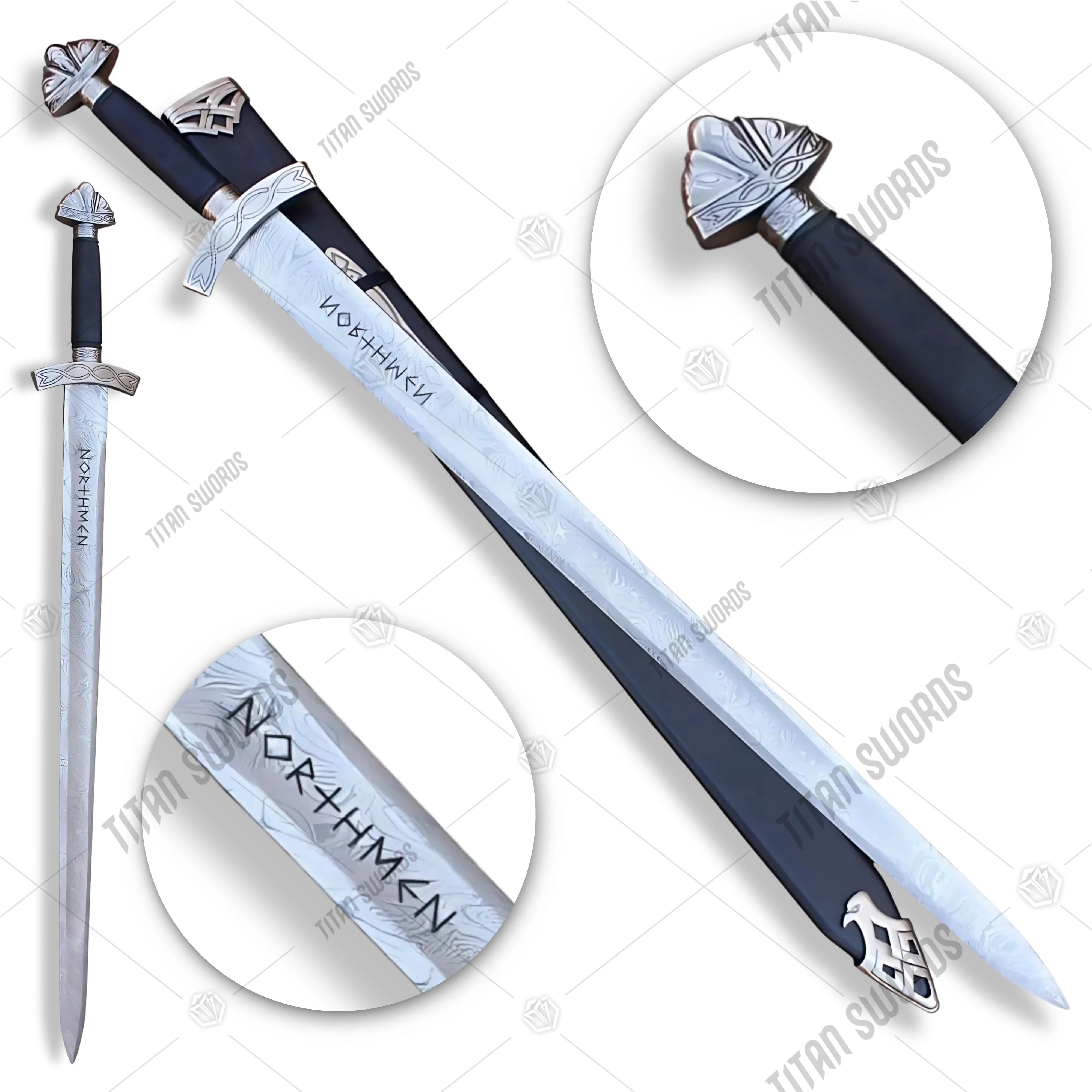 Premium Northmen Damascus Sword Viking Replica with hand-forged steel.