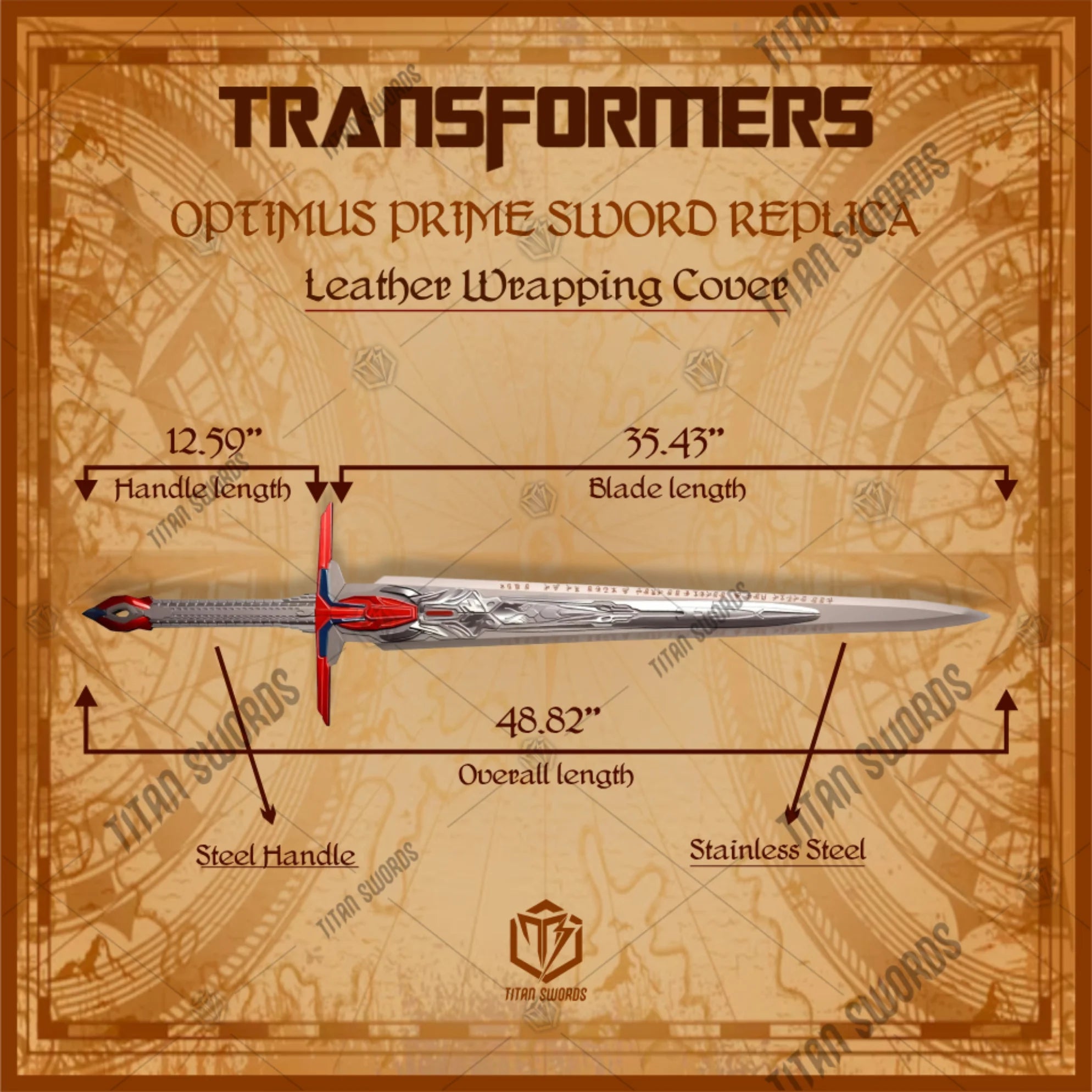 Premium Optimus Prime Sword of Judgement Replica with rune engravings.