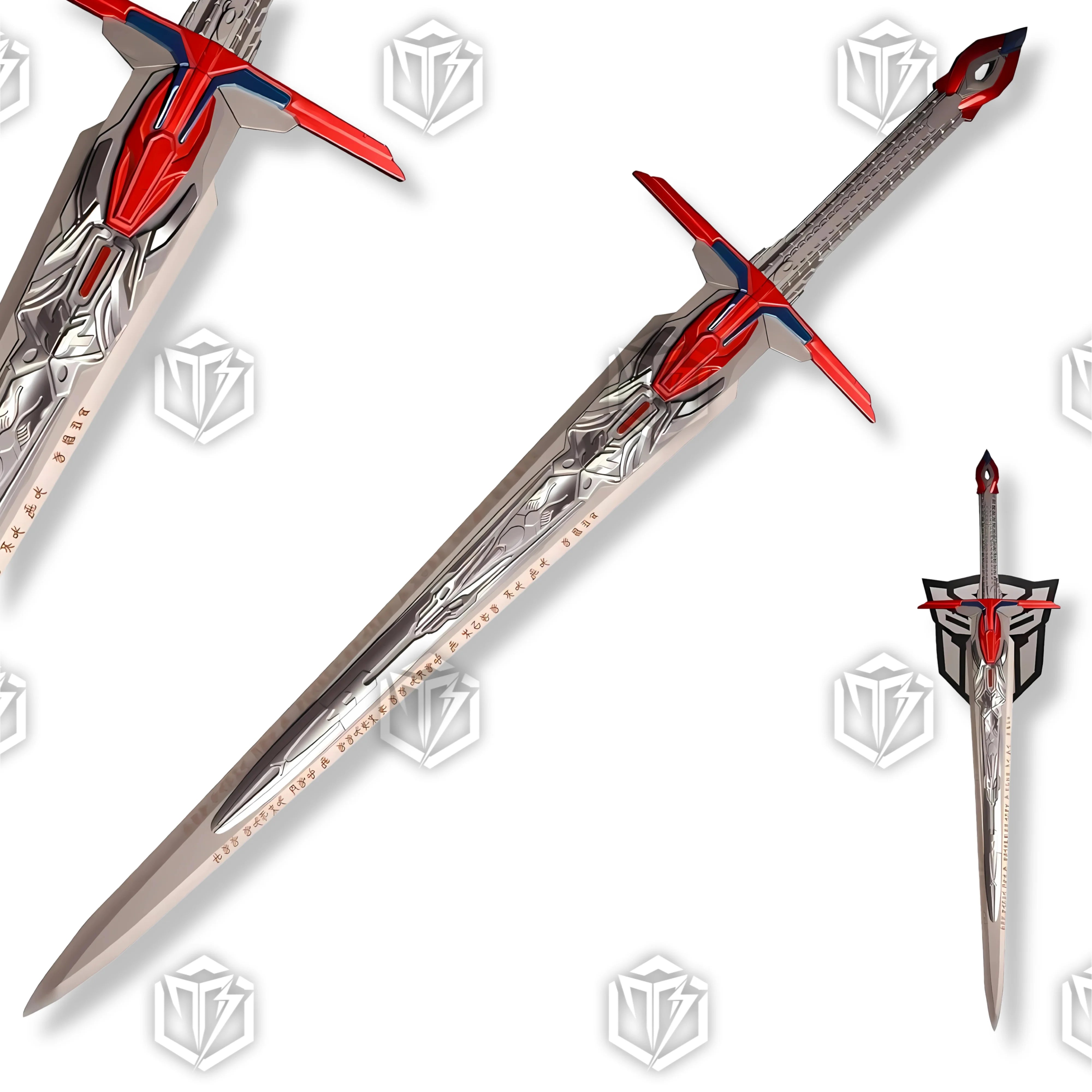 Premium Optimus Prime Sword of Judgement Replica with rune engravings.