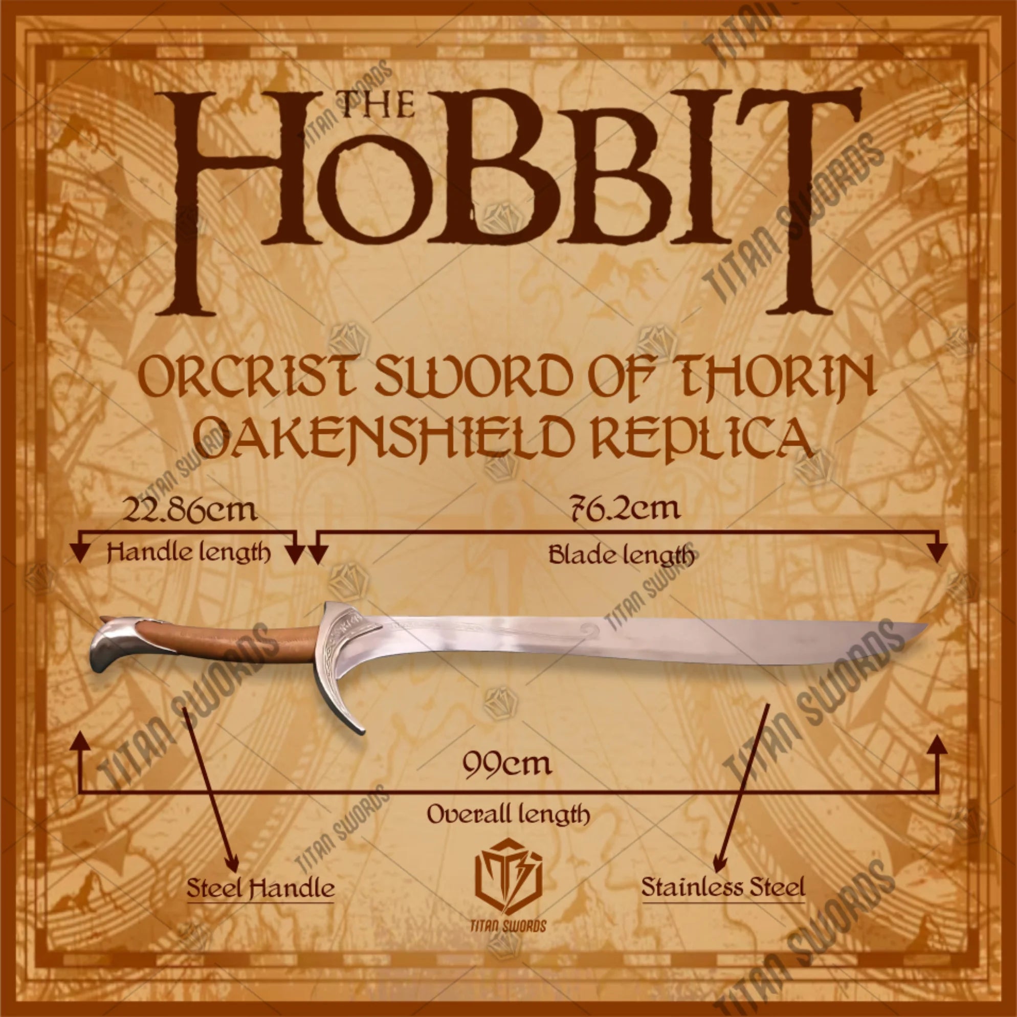 Premium Orcrist Thorin Oakenshield Sword Replica Hobbit with Elvish runes.