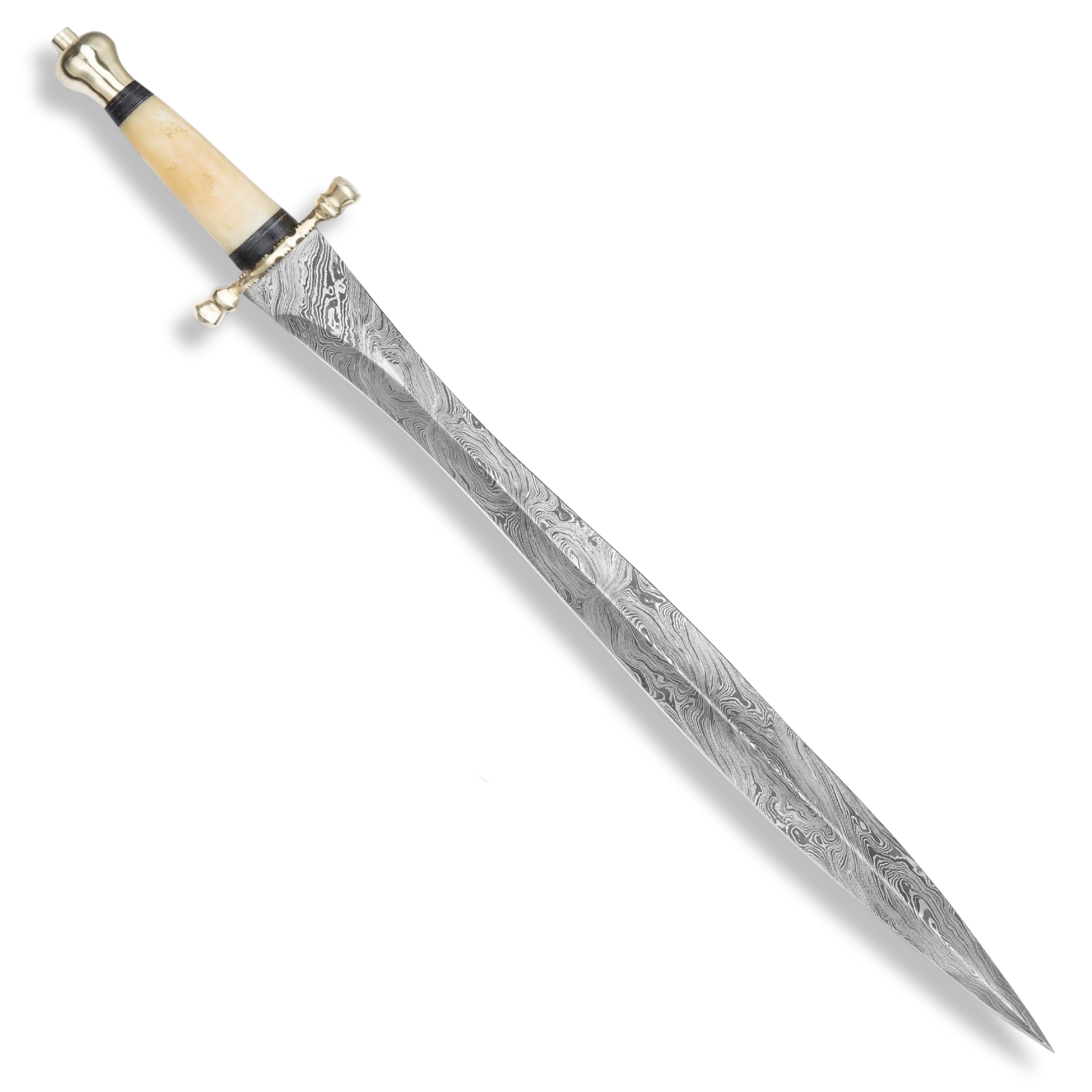 Premium Persian Carved Bone Legends In Steel Damascus Sword with damascus steel.