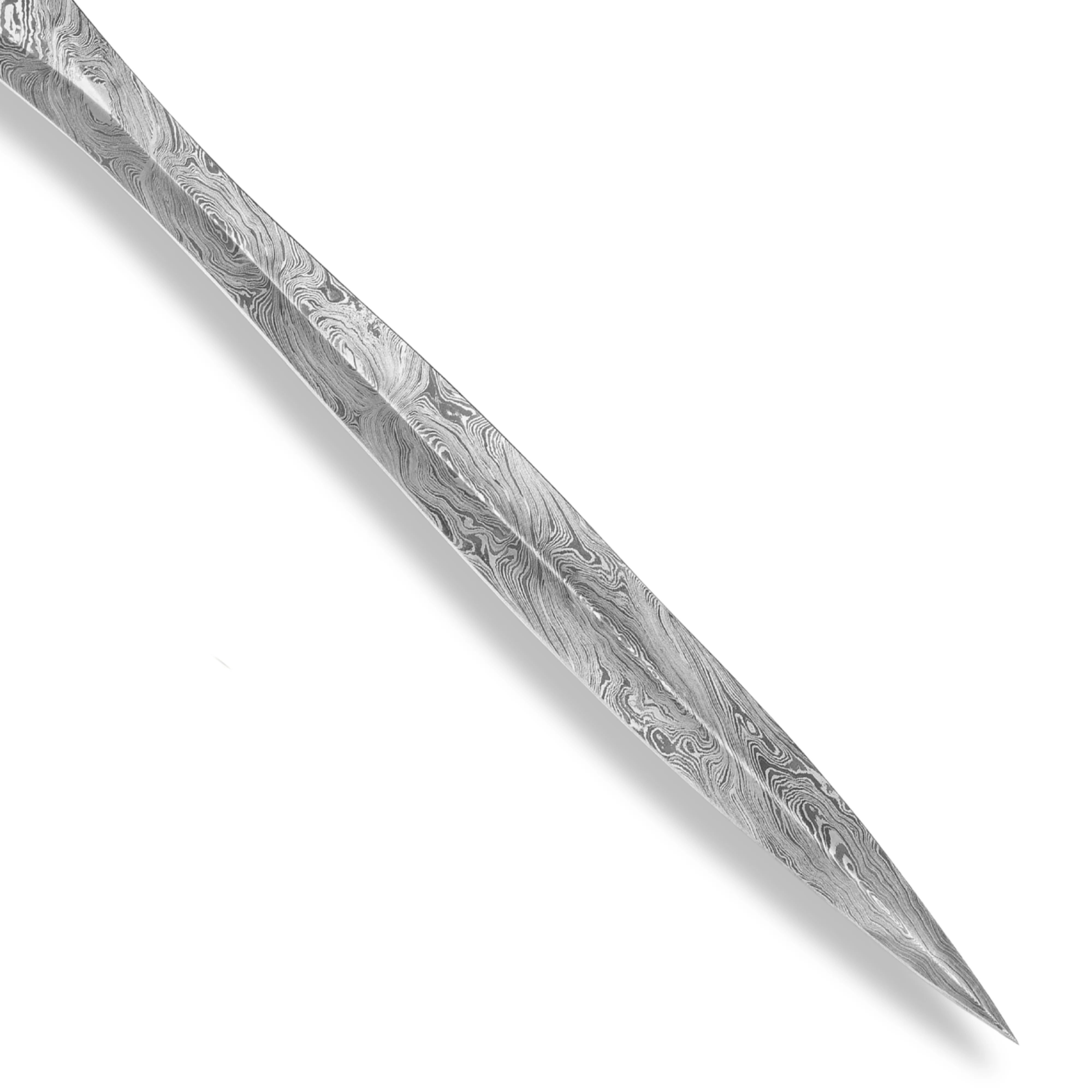 Premium Persian Carved Bone Legends In Steel Damascus Sword with damascus steel.