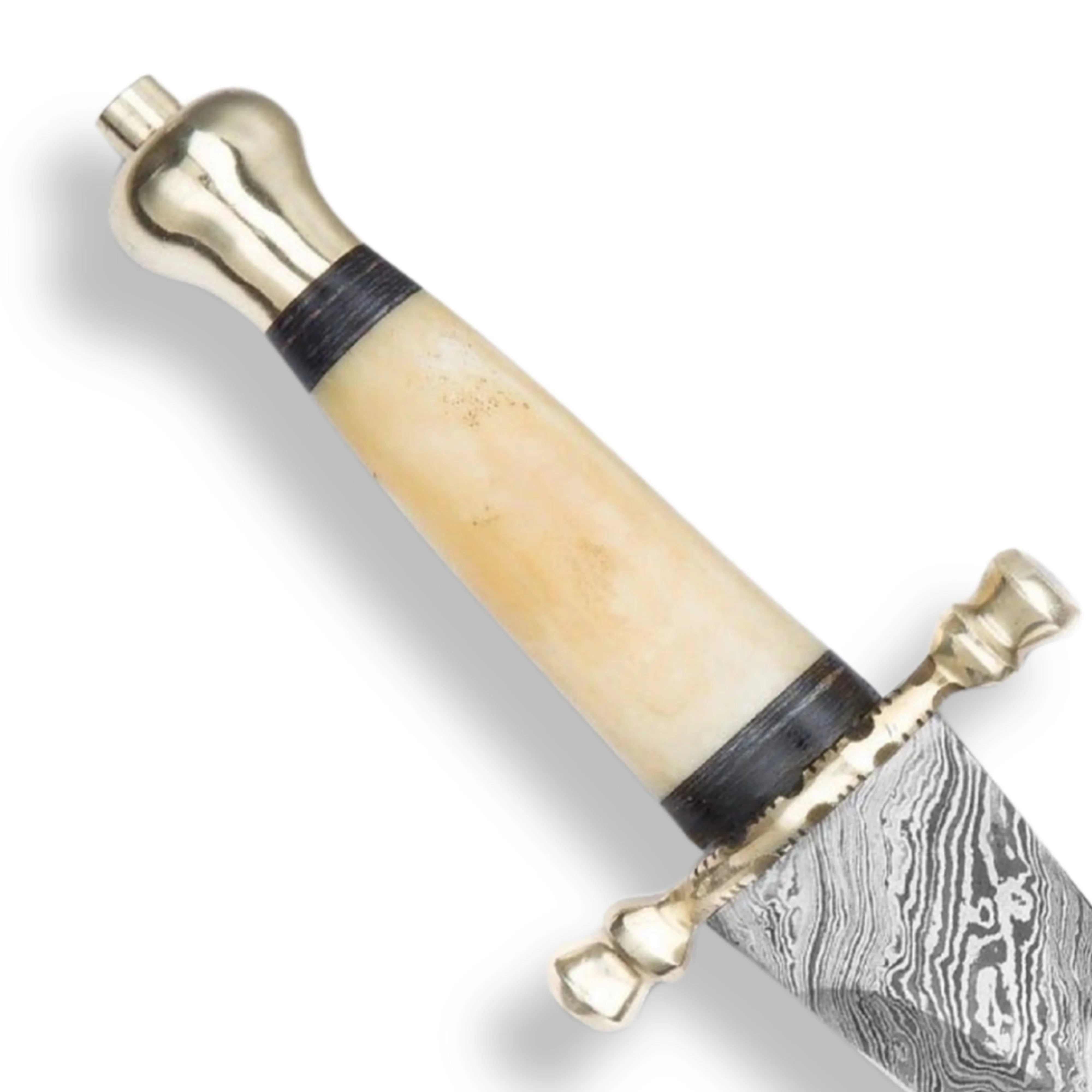 Premium Persian Carved Bone Legends In Steel Damascus Sword with damascus steel.