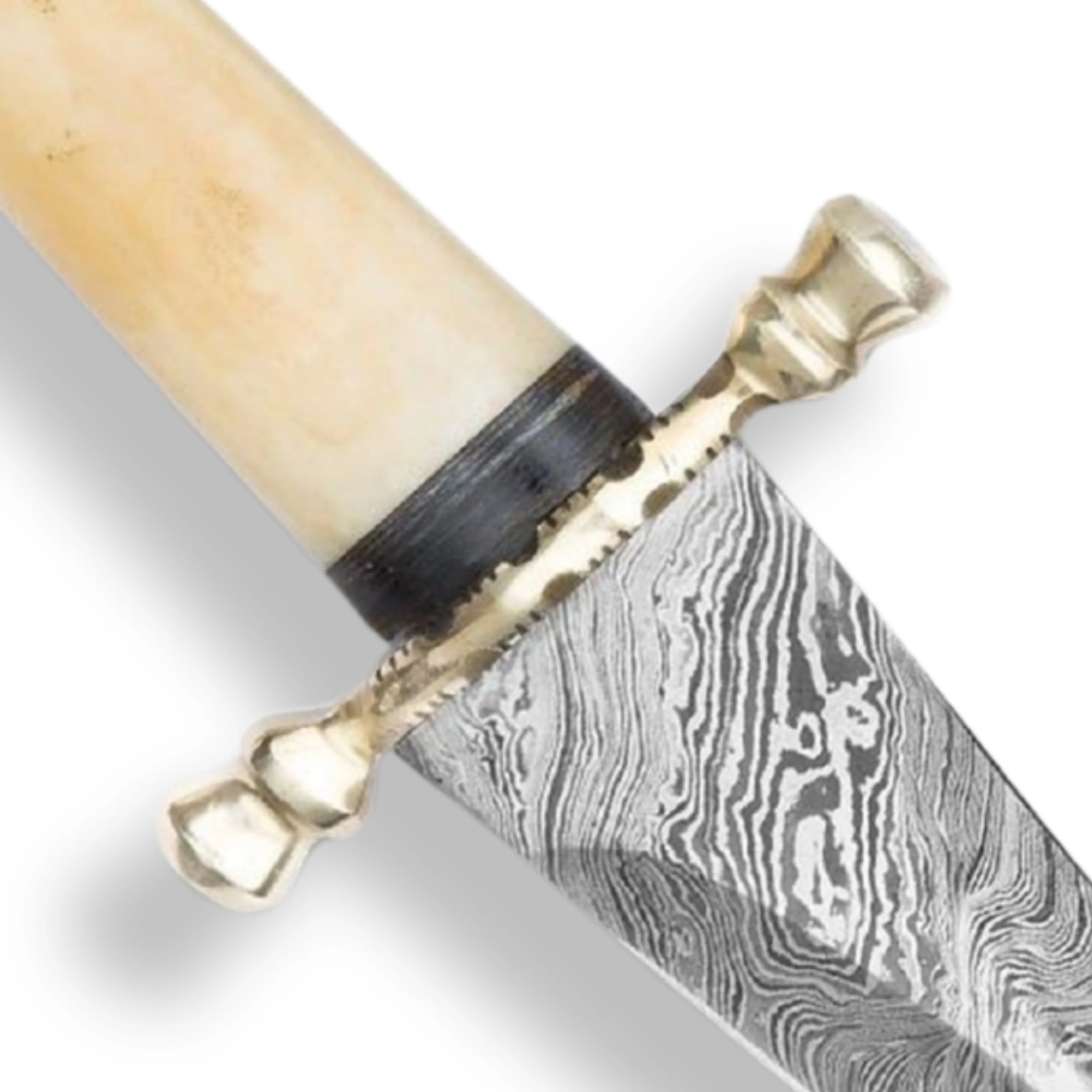 Premium Persian Carved Bone Legends In Steel Damascus Sword with damascus steel.