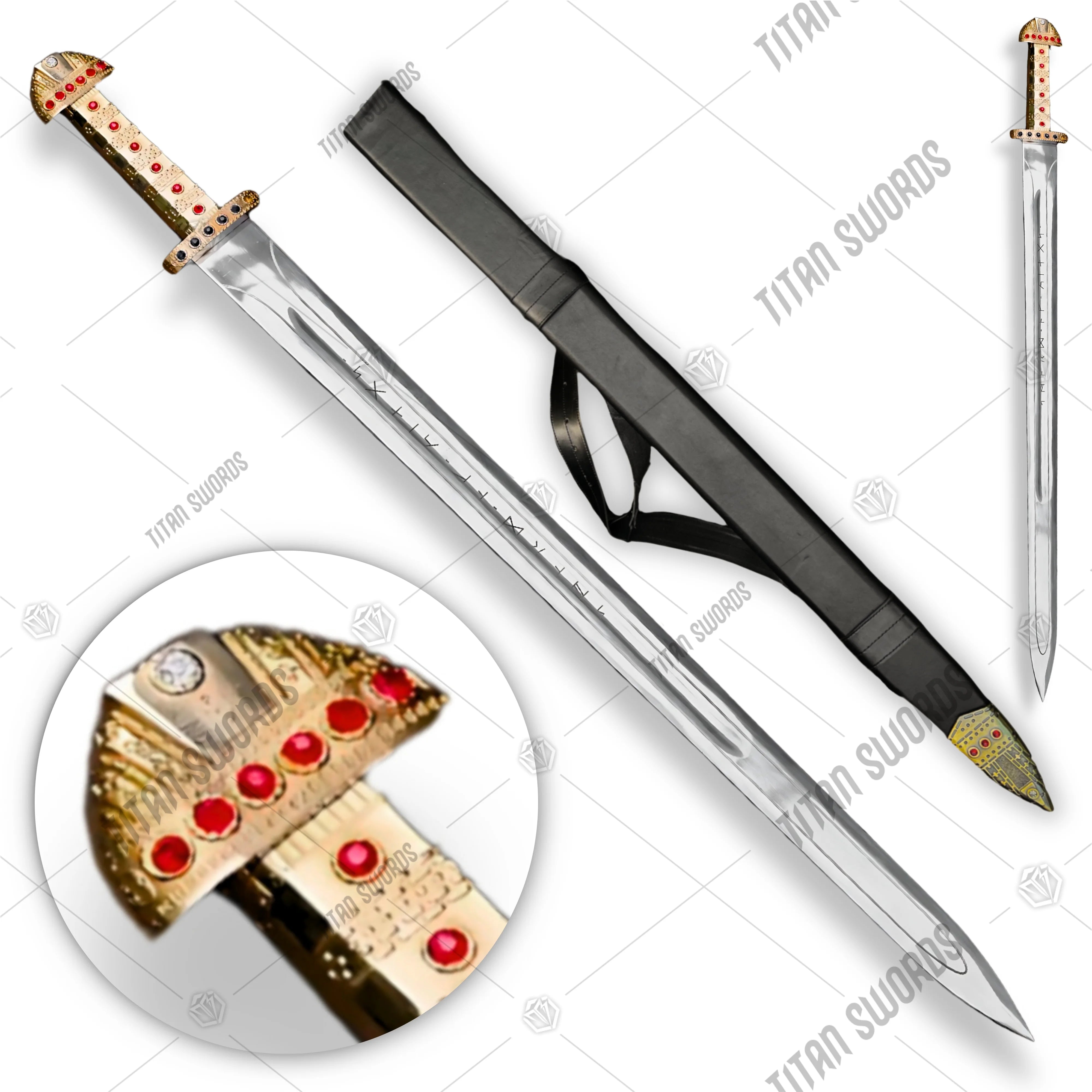 Premium Ragnar Lothbrok Viking Gold Edition Sword Replica with stainless steel.