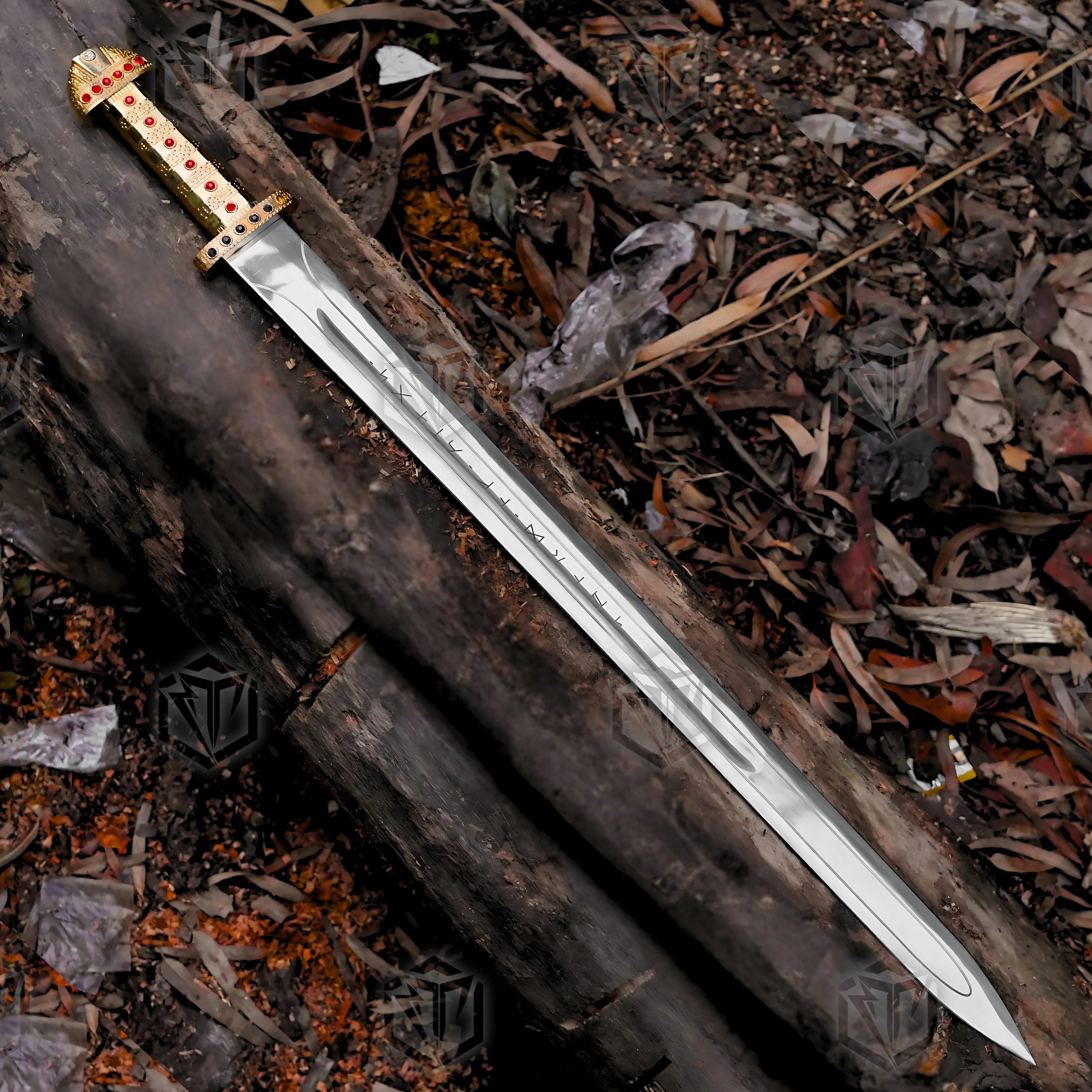 Premium Ragnar Lothbrok Viking Gold Edition Sword Replica with stainless steel.