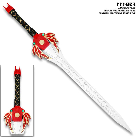 Premium Power Rangers Red Ranger Lightning Foam Sword display collectible with detailed decorative craftsmanship, precision-molded design, durable PU foam construction, collector-grade finish, and eye-catching presentation for gaming rooms, entertainment spaces, and fan showcases.