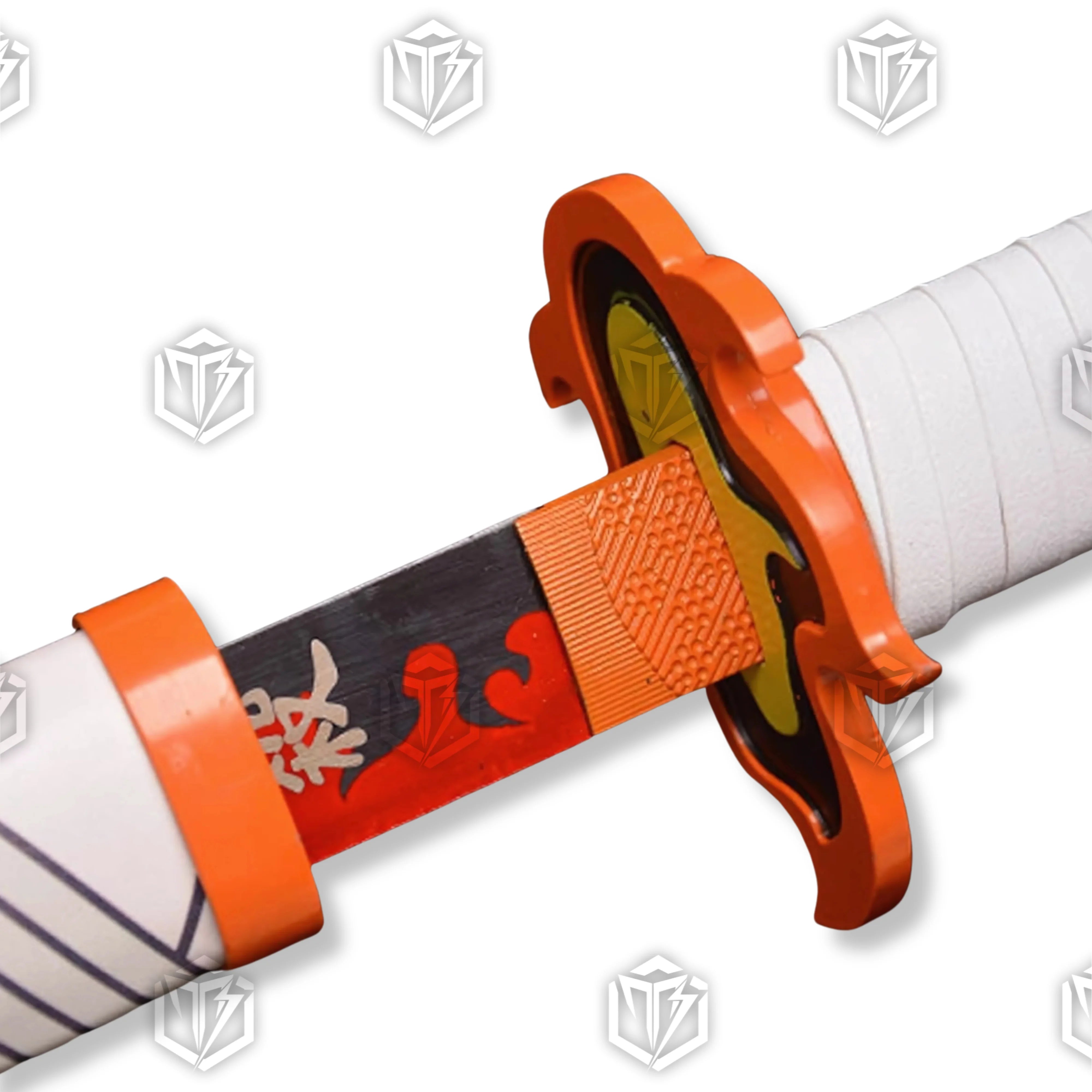 Premium Rengoku Nichirin Demon Slayer Sword Replica with flame pattern blade.