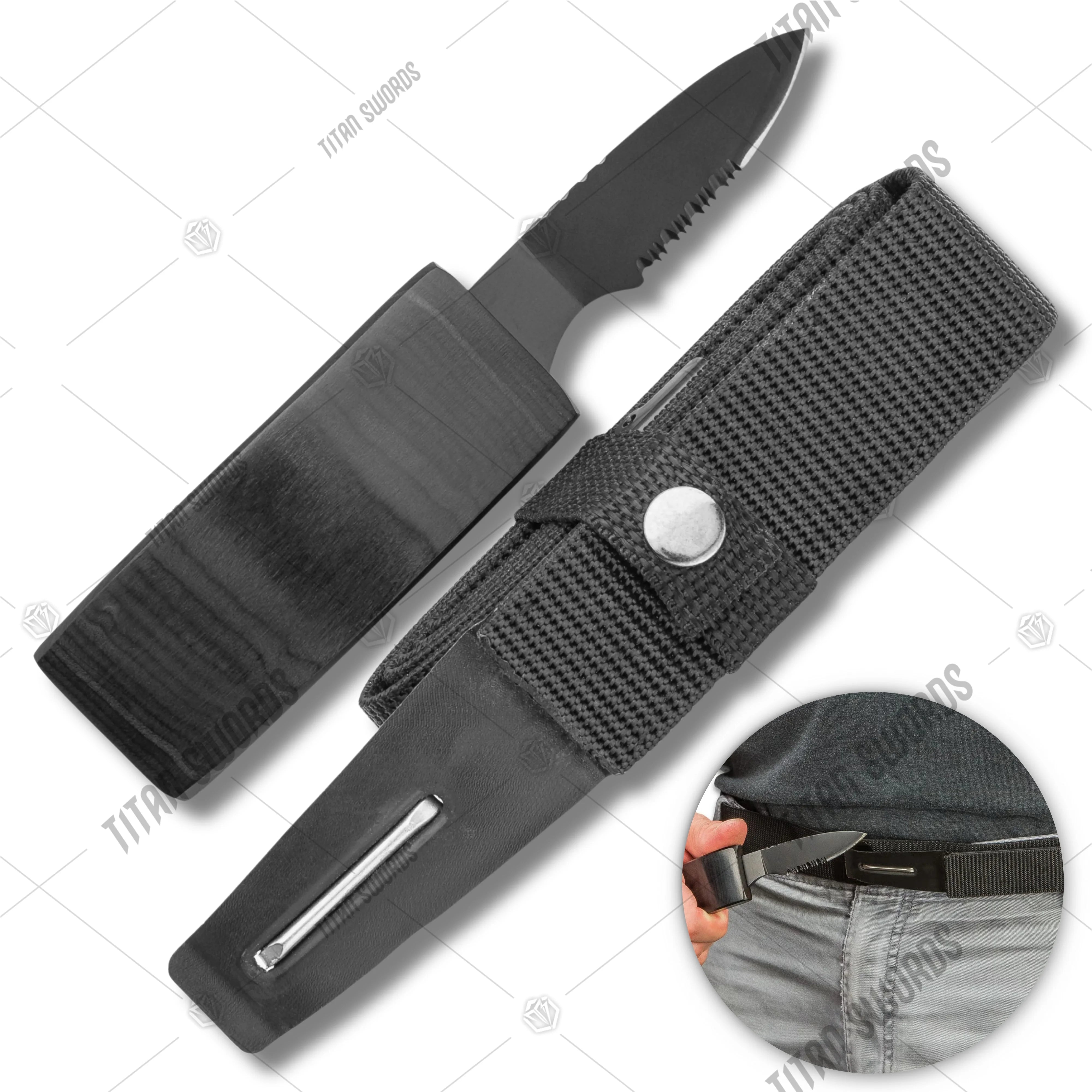 Premium Ridge Runner Hidden Knife Black Belt with stainless steel.