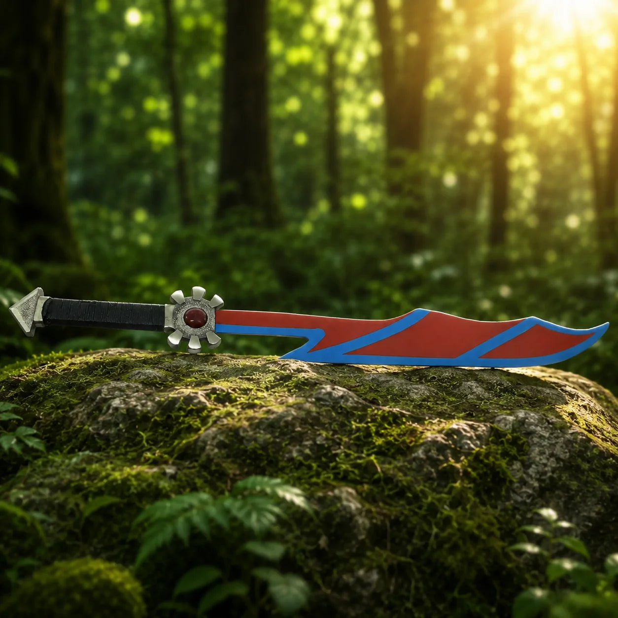 Riku Soul Eater fan collectible prop replica standing upright on forest stone Kingdom Hearts