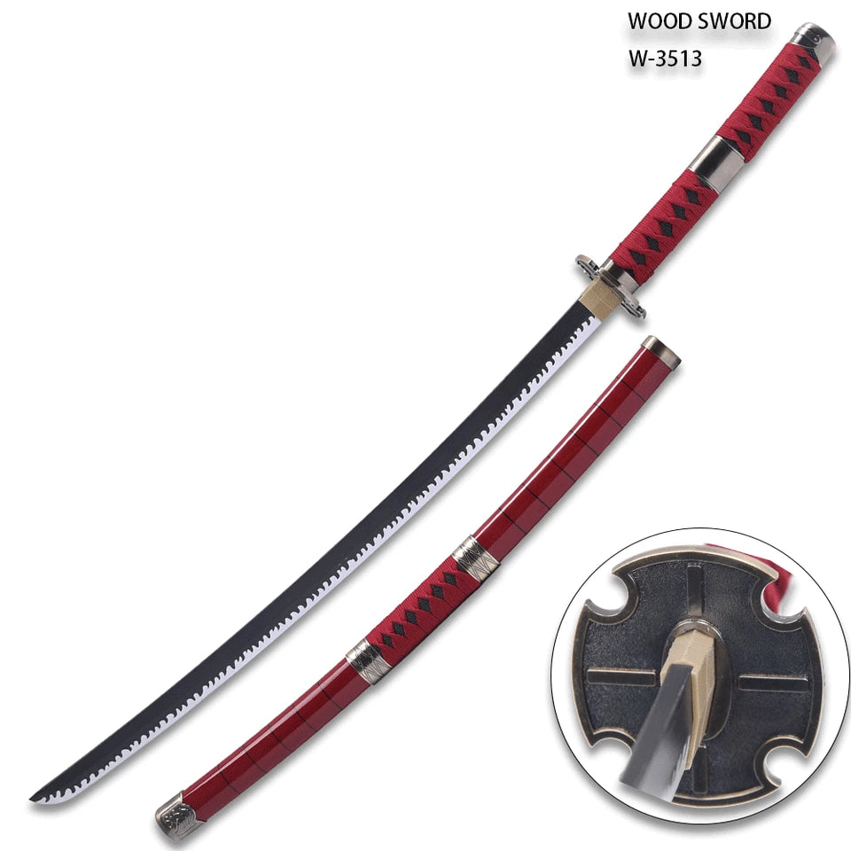 Zoro Wado Ichimonji Sword with matching decorative scabbard displayed as a premium One Piece fan collectible