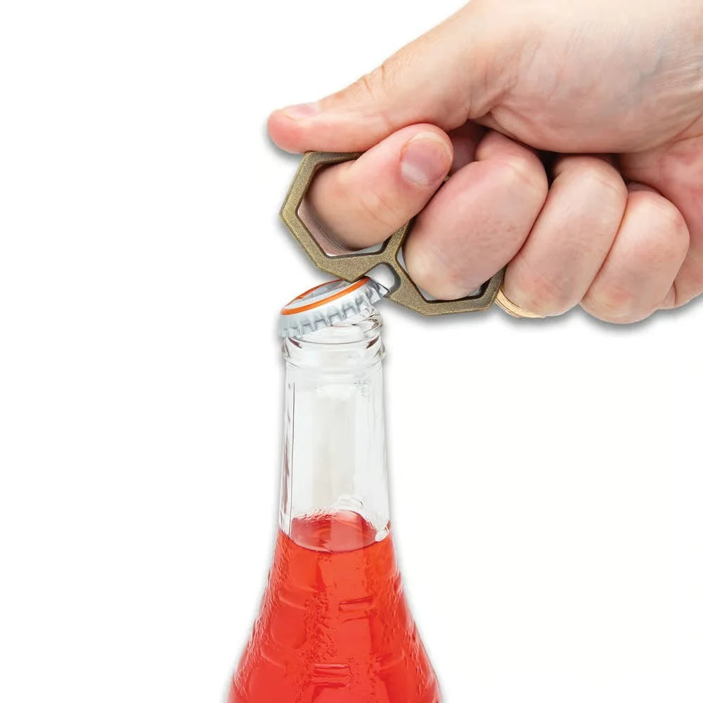 Premium Rugged Brass Knuckle Bottle Opener - EDC Tool with high- quality metal.