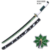 Sanemi Shinazugawa Nichirin Sword with silver-accented scabbard displayed for anime room décor, gaming setups, and collector shelves