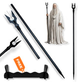 Saruman staff prop replica LOTR wizard collectible with black staff and display stand