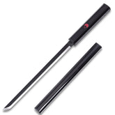 Close-up image of the Sasuke Kusanagi Black Katana collectible highlighting the traditional wrapped handle, elegant decorative guard, premium display-grade construction, and collector-quality craftsmanship inspired by Sasuke Uchiha from Naruto.