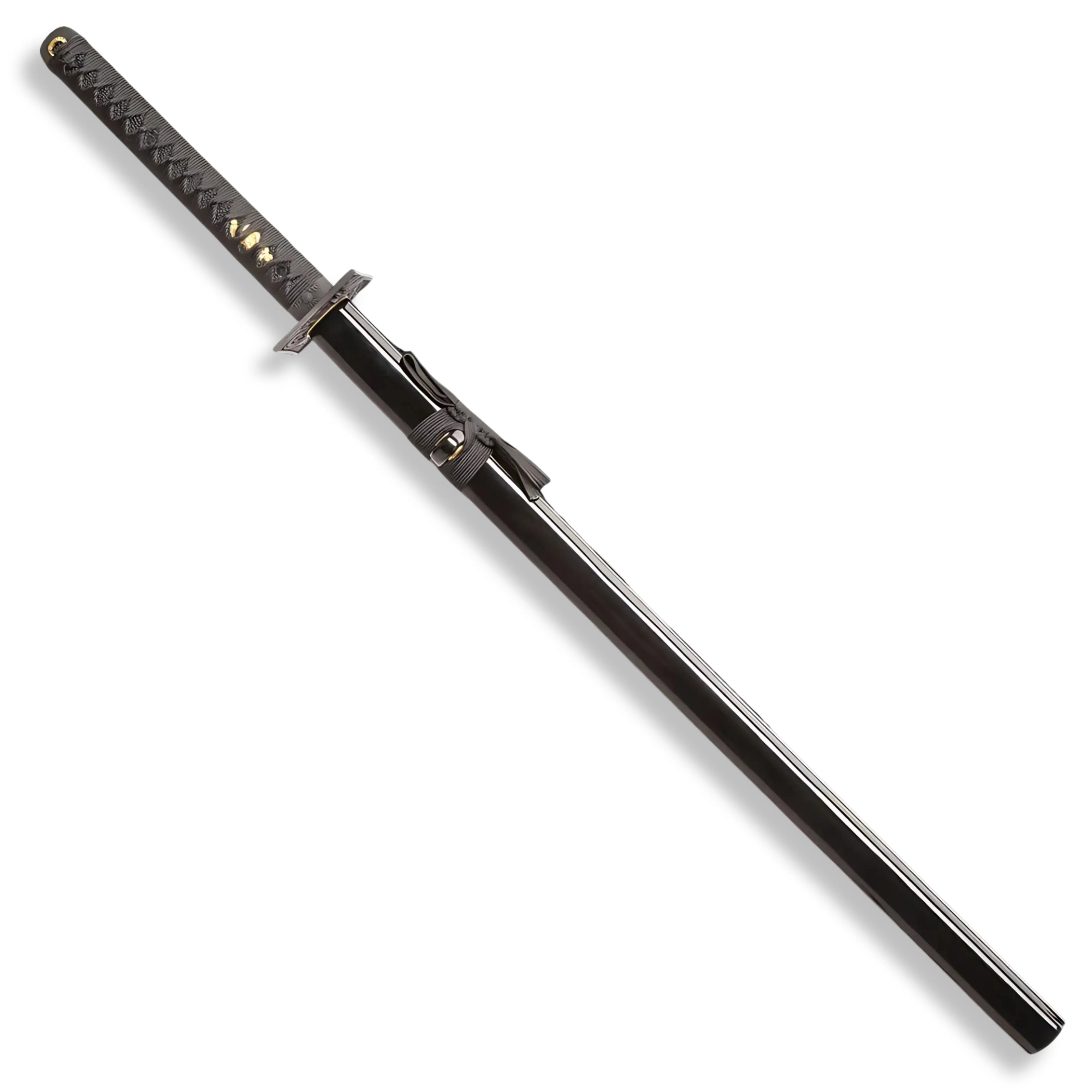 Premium Shinwa Black Knight Katana Damascus Sword with Damascus steel.