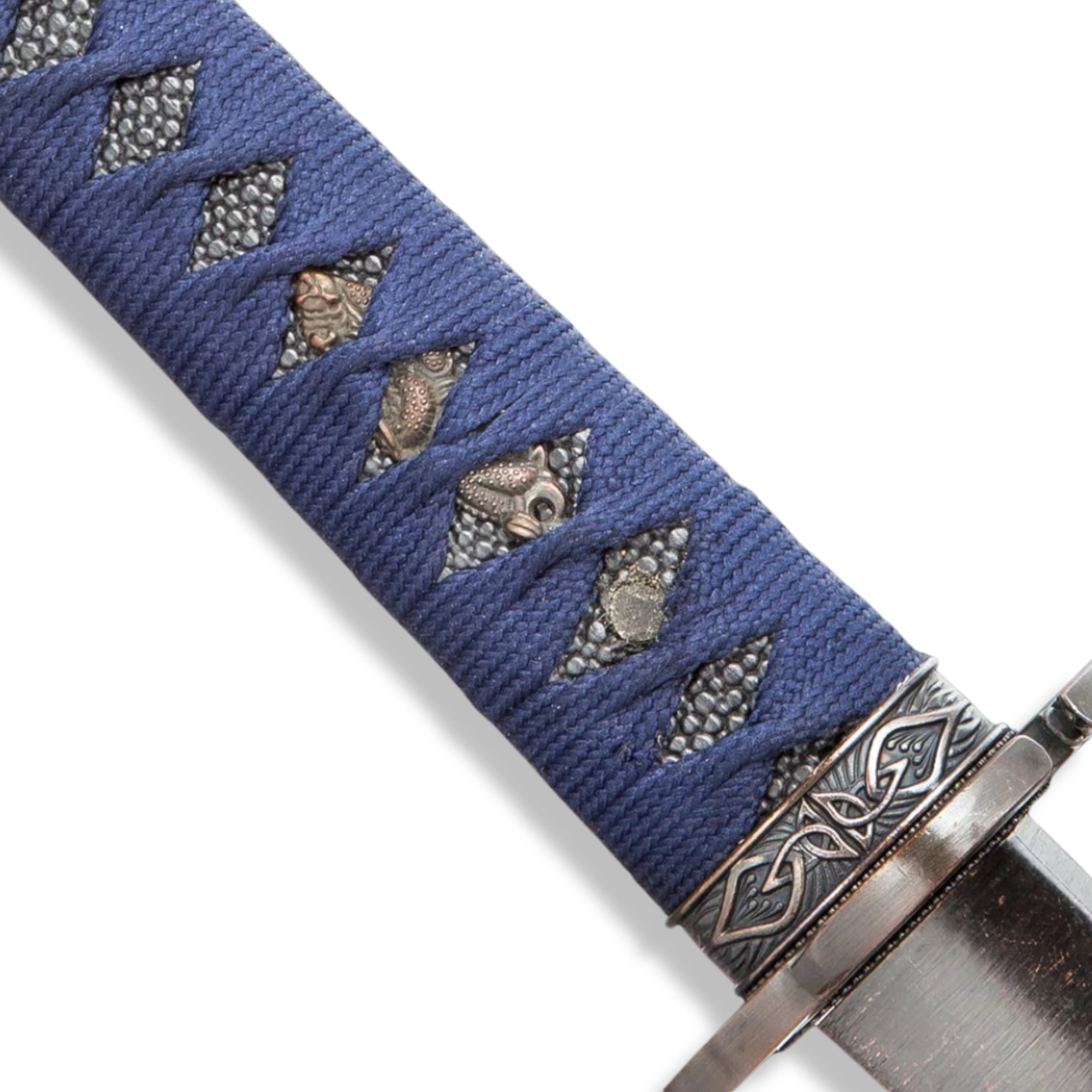 Premium Shinwa Blue Knight Handmade Katana Samurai Damascus Sword with Damascus steel.