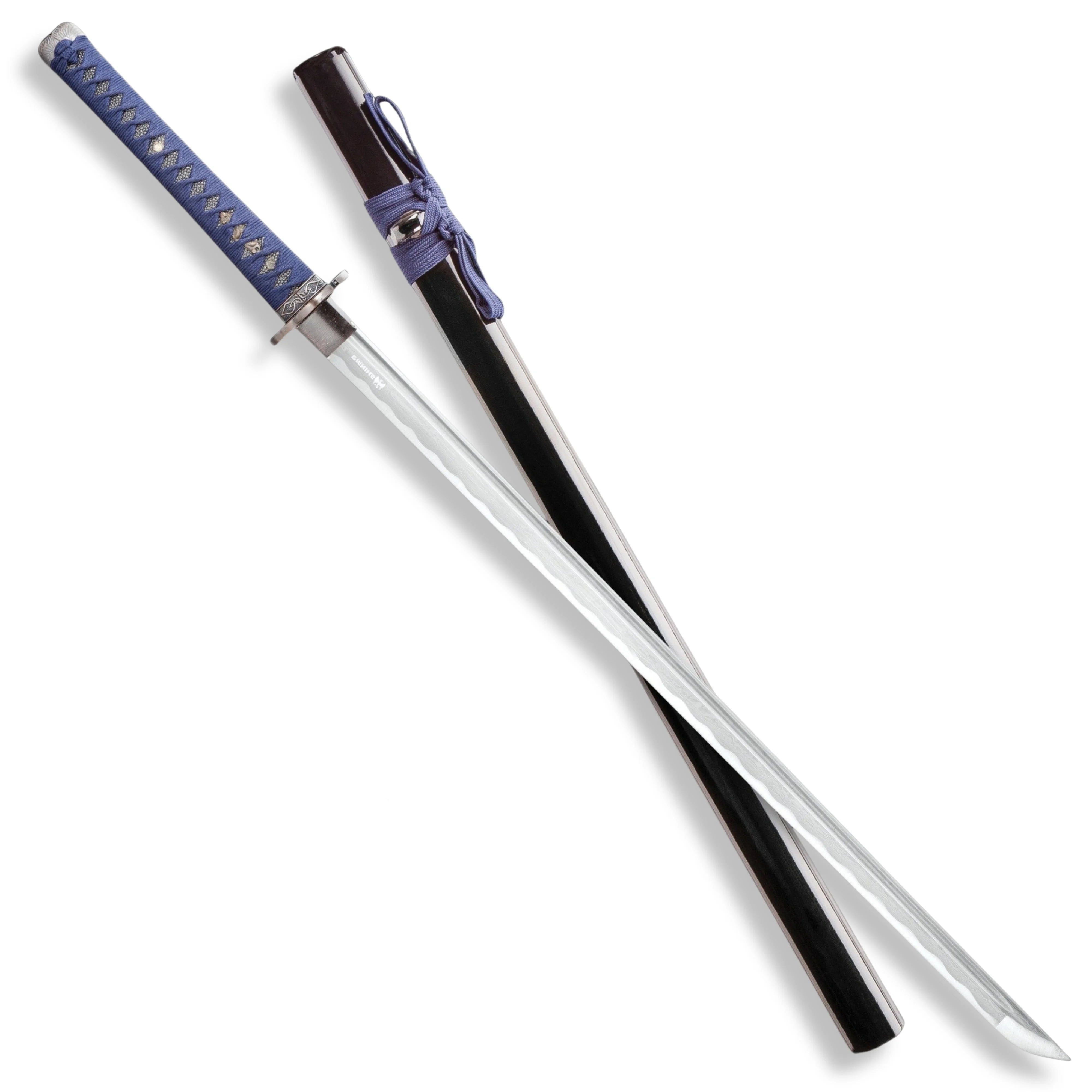 Premium Shinwa Blue Knight Handmade Katana Samurai Damascus Sword with Damascus steel.