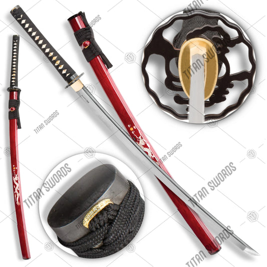 Premium Shinwa Imperial Dragon Katana Damascus Sword with damascus steel.