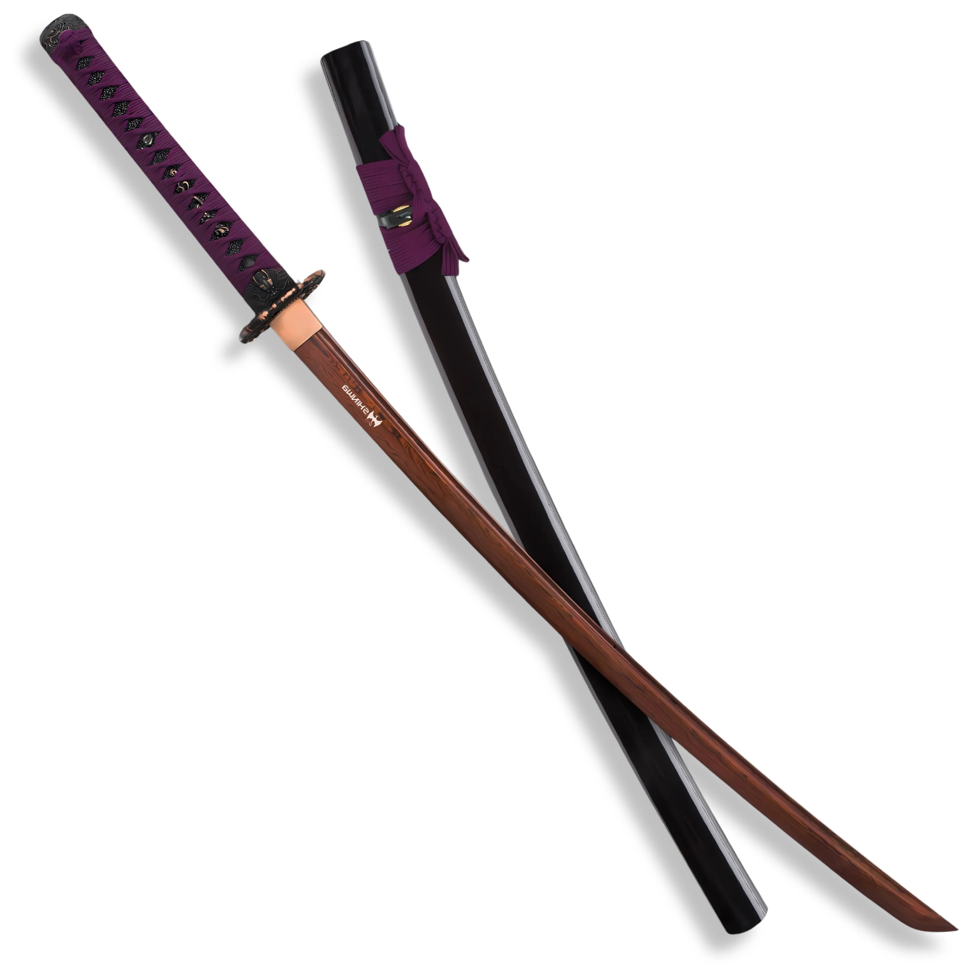 Premium Shinwa Regal Purple Katana Damascus Sword with damascus steel.