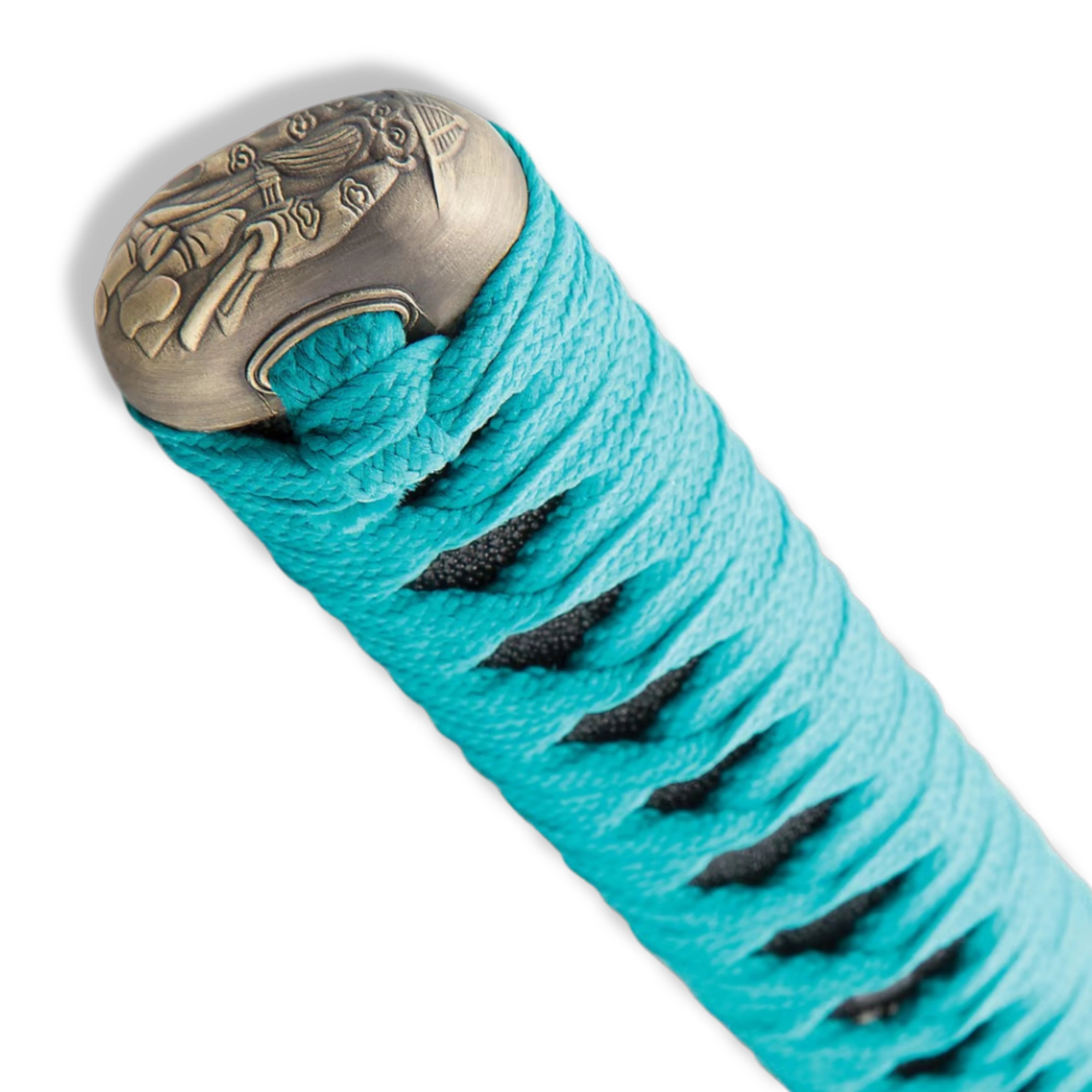 Premium Shinwa Regal Teal Katana Samurai Damascus Sword with damascus steel.