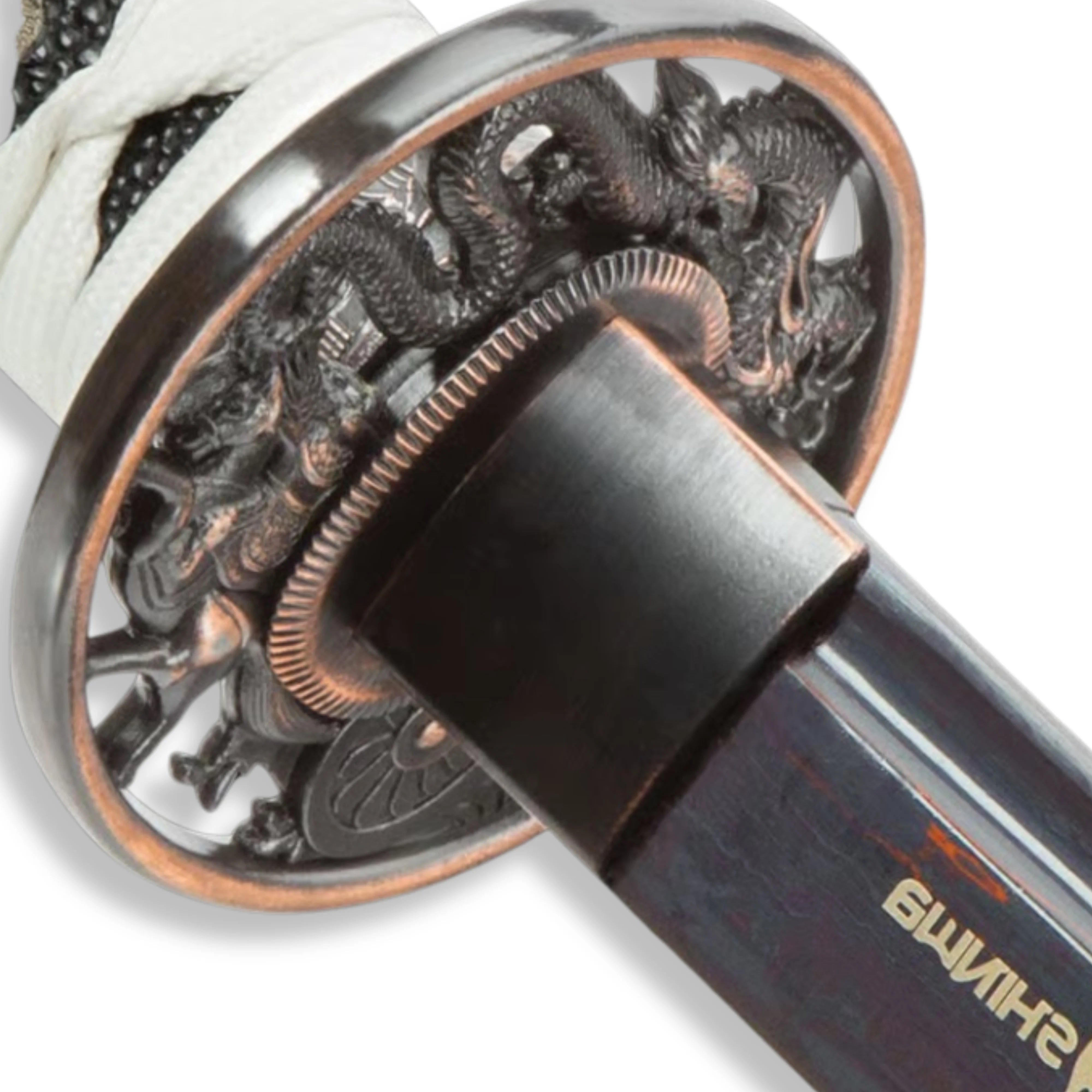 Premium Shinwa White Knight Black Katana Damascus Sword with damascus steel.