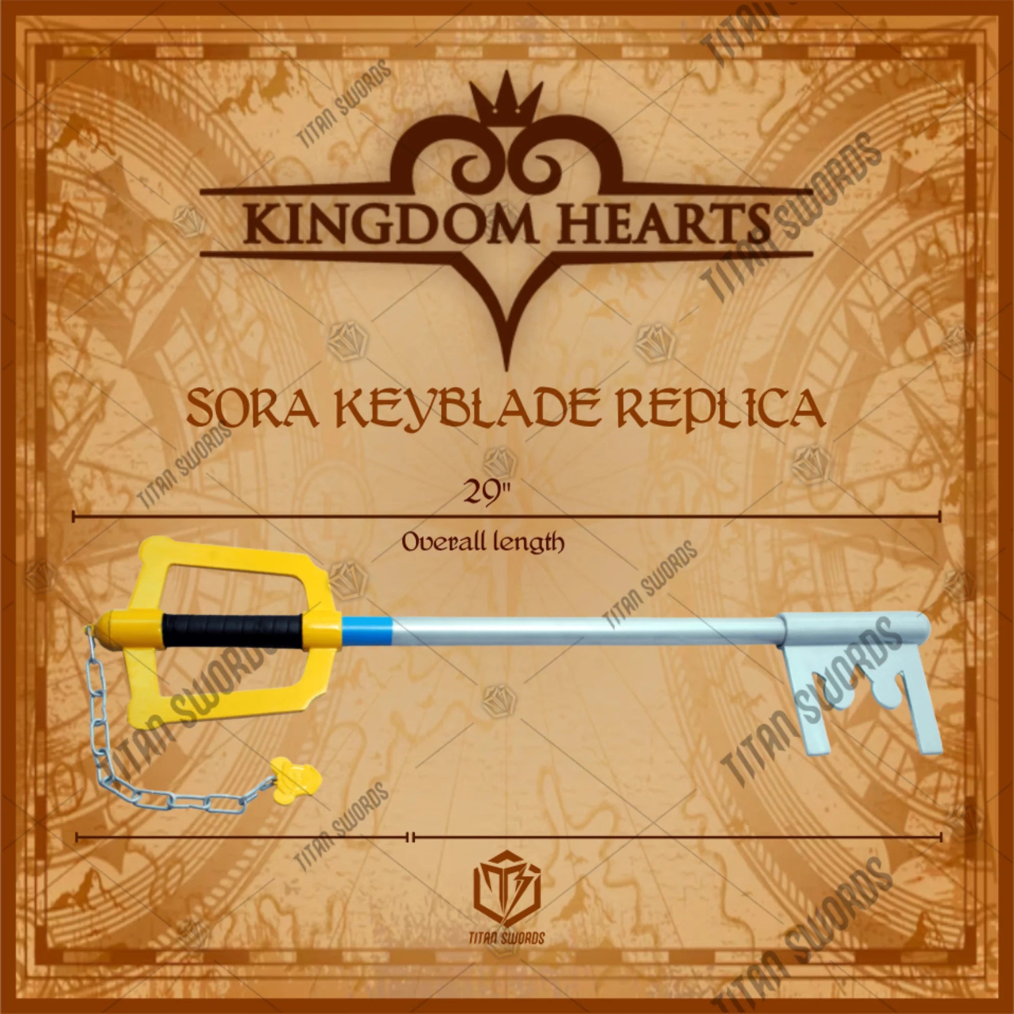 Premium Sora Keyblade Replica Kingdom Hearts with stainless steel blade.