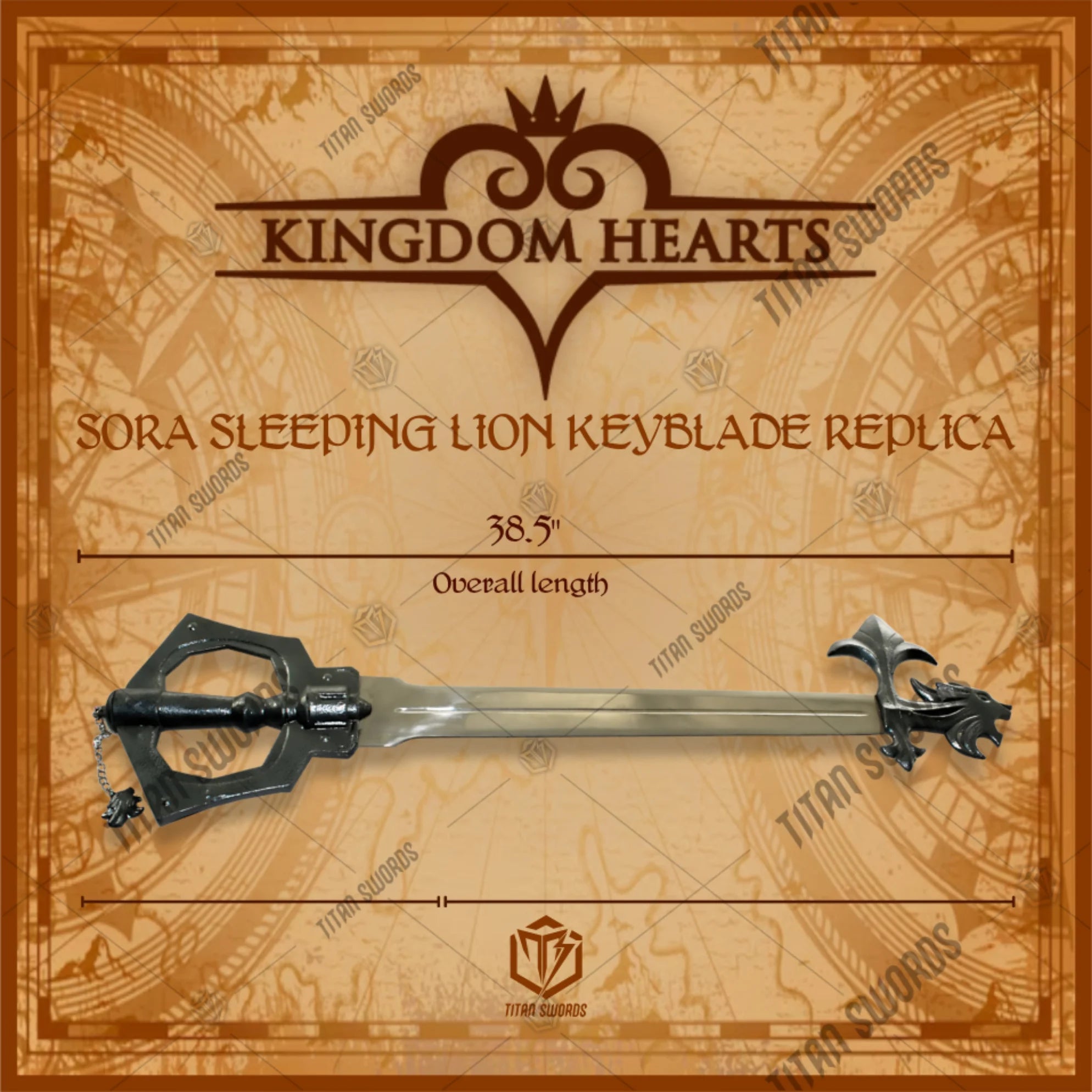 Premium Sora Sleeping Lion Keyblade Replica Kingdom Hearts with stainless steel blade.