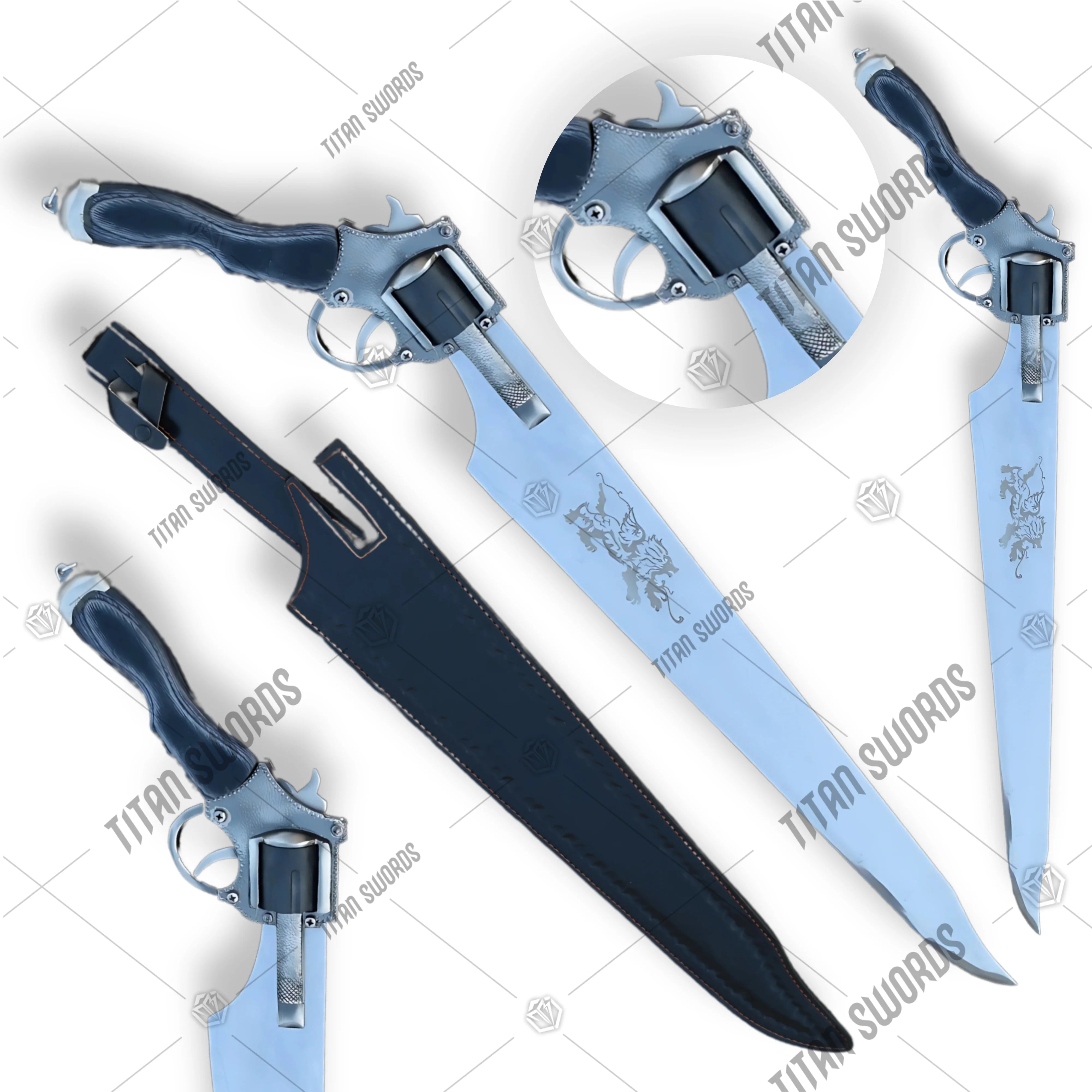 Premium Squall Leonhart Lionheart Gunblade Replica (FFVIII) with stainless steel blade.