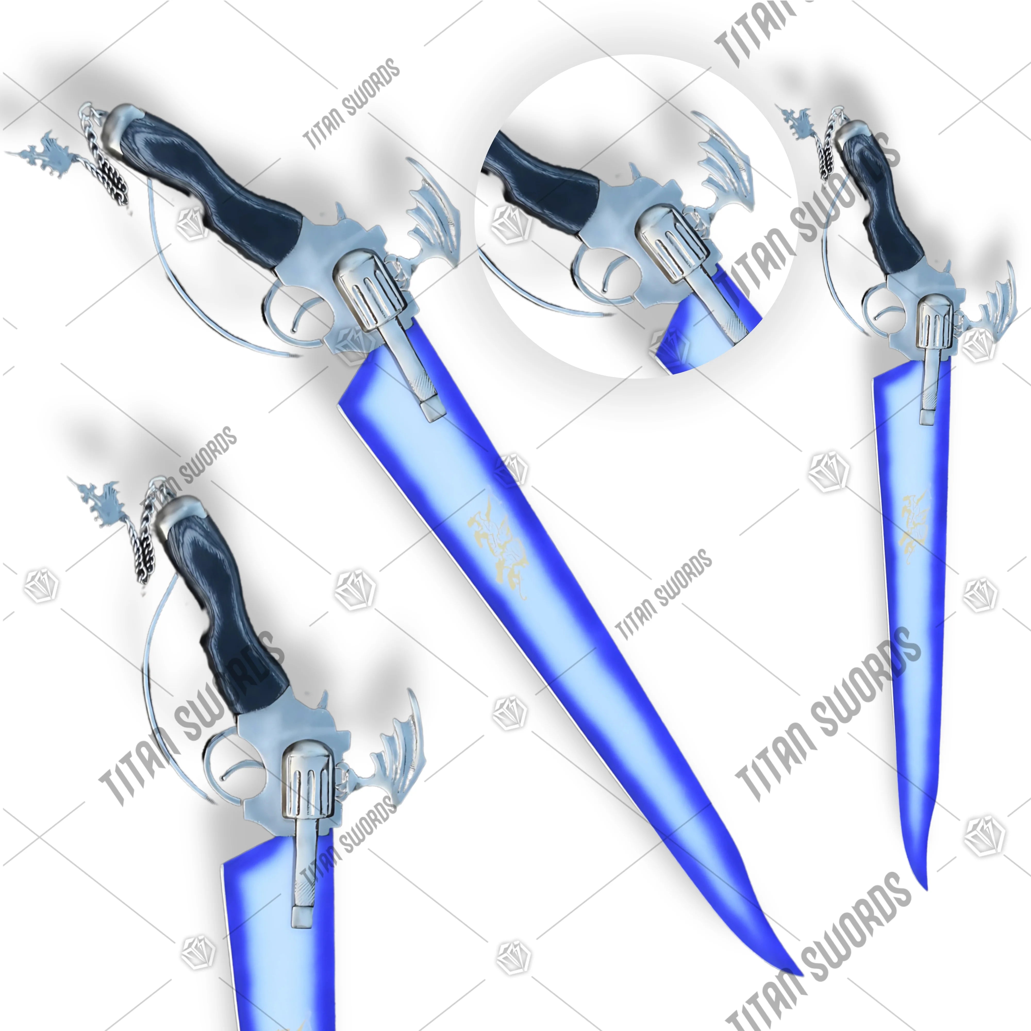 Premium Squall Leonhart Lionheart Winged Gunblade Replica (FFVIII) with stainless steel blade.
